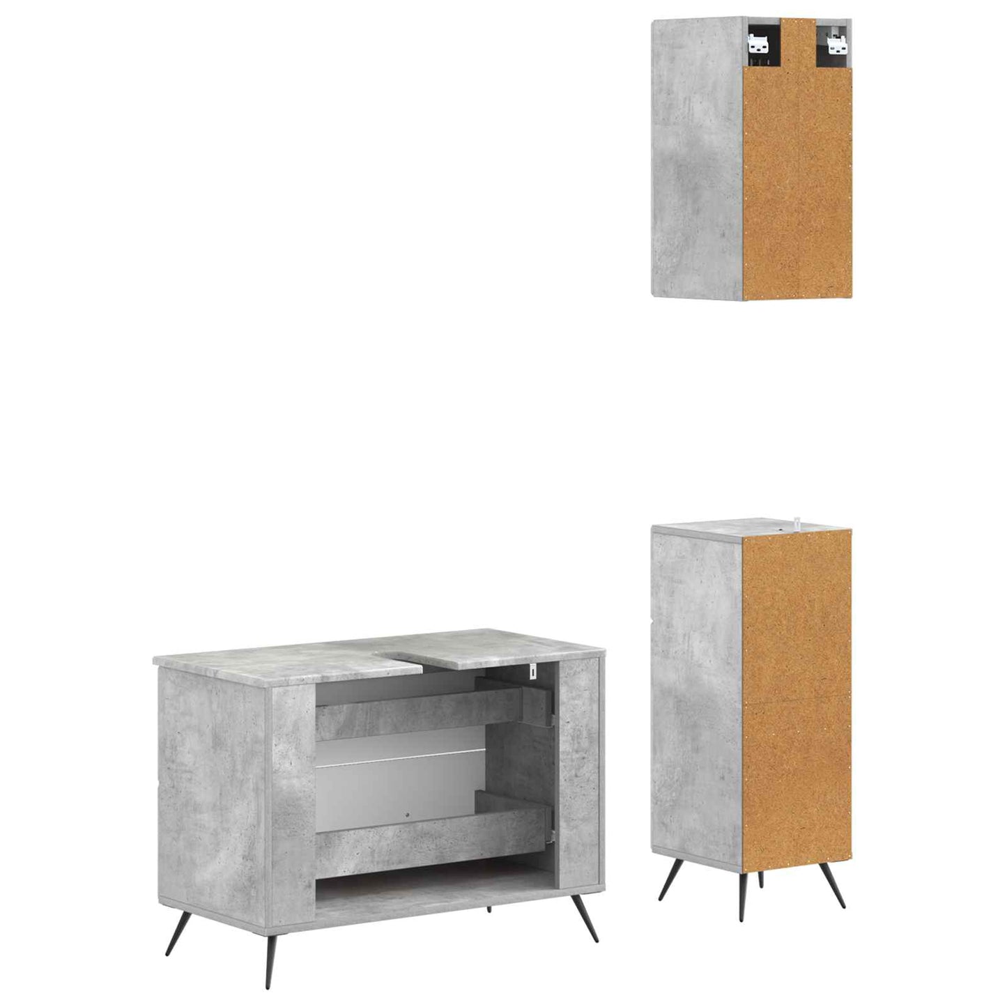 3 Piece Bathroom Cabinet Set BREDA Concrete Grey