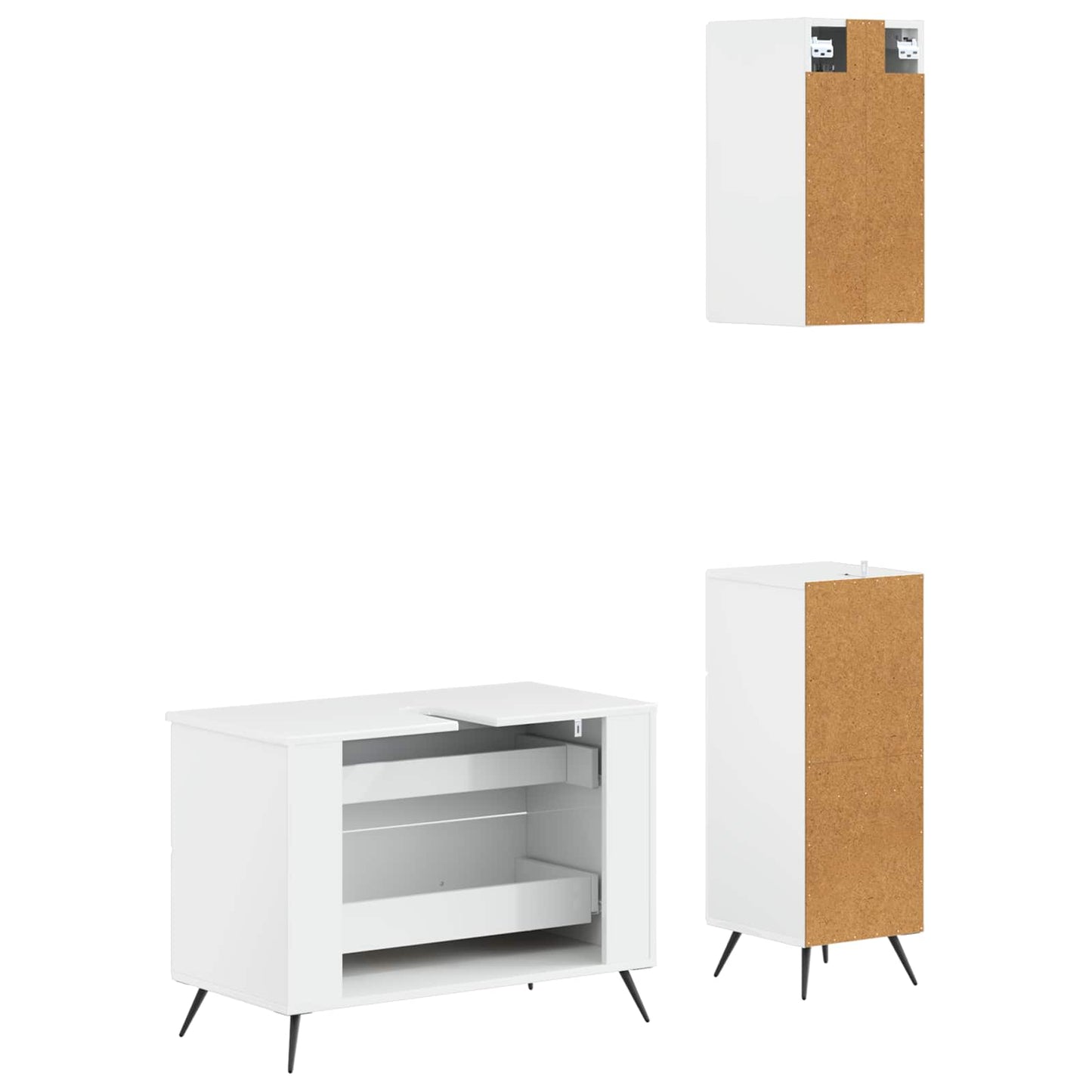 3 Piece Bathroom Cabinet Set BREDA High Gloss White