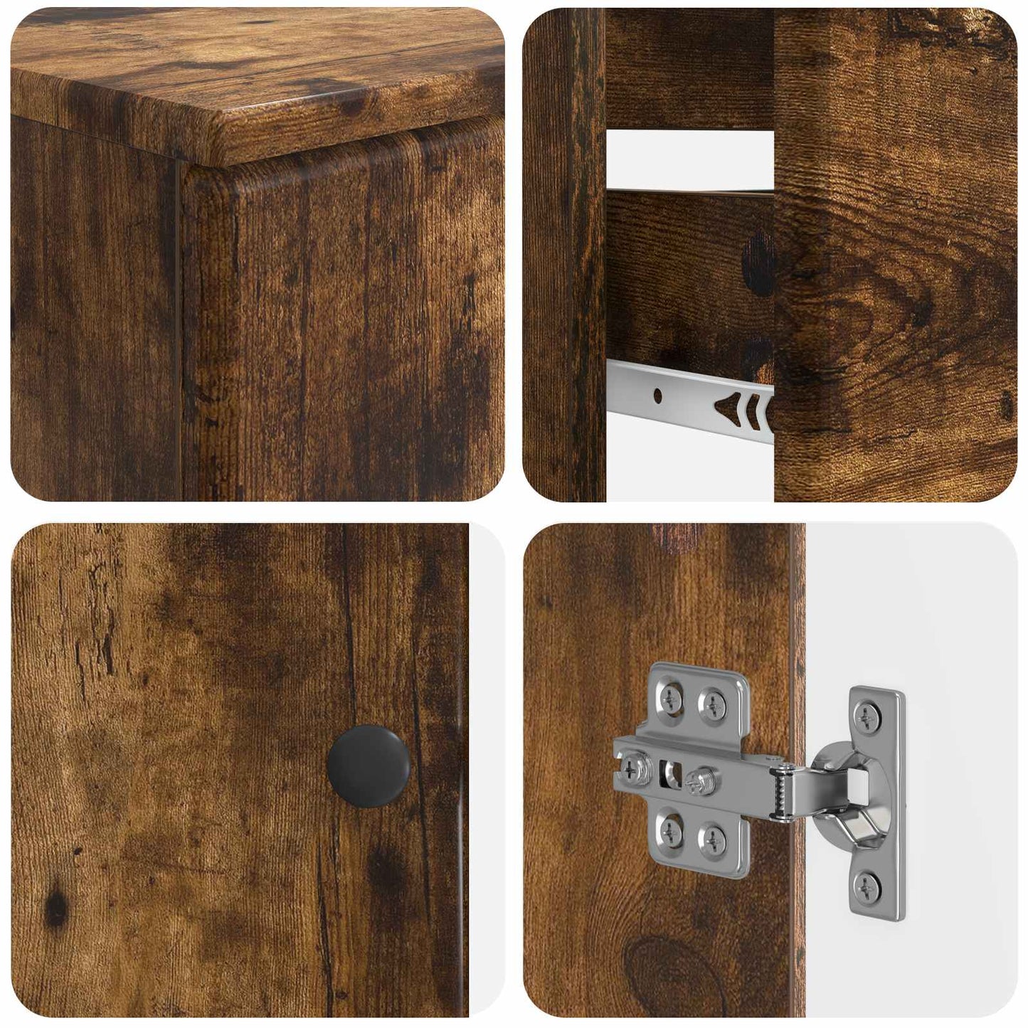 3 Piece Bathroom Cabinet Set BREDA Smoked Oak Engineered Wood