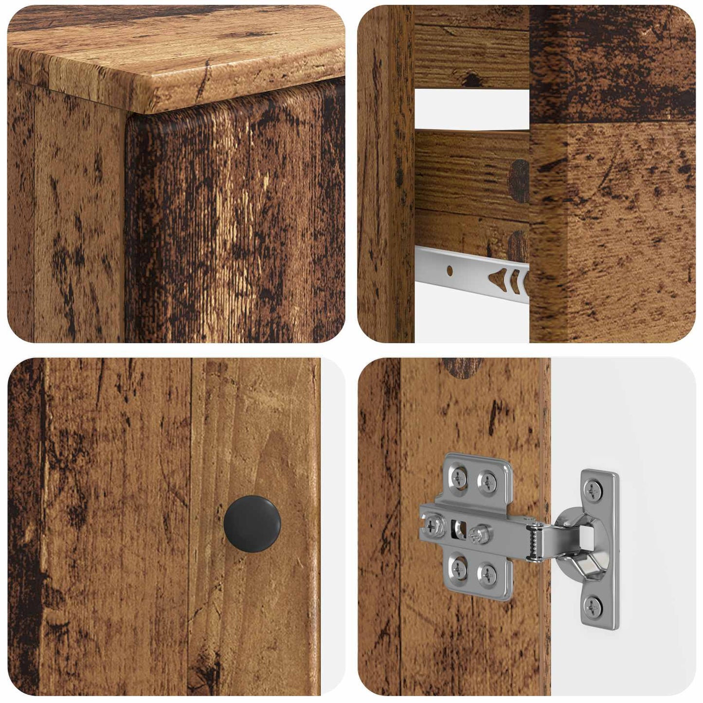 3 Piece Bathroom Cabinet Set BREDA Old Wood Engineered Wood