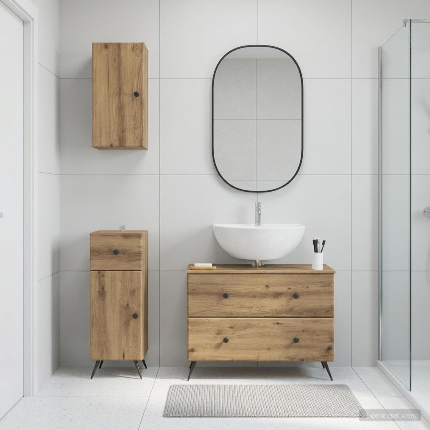 3 Piece Bathroom Cabinet Set BREDA Artisan Oak Engineered Wood