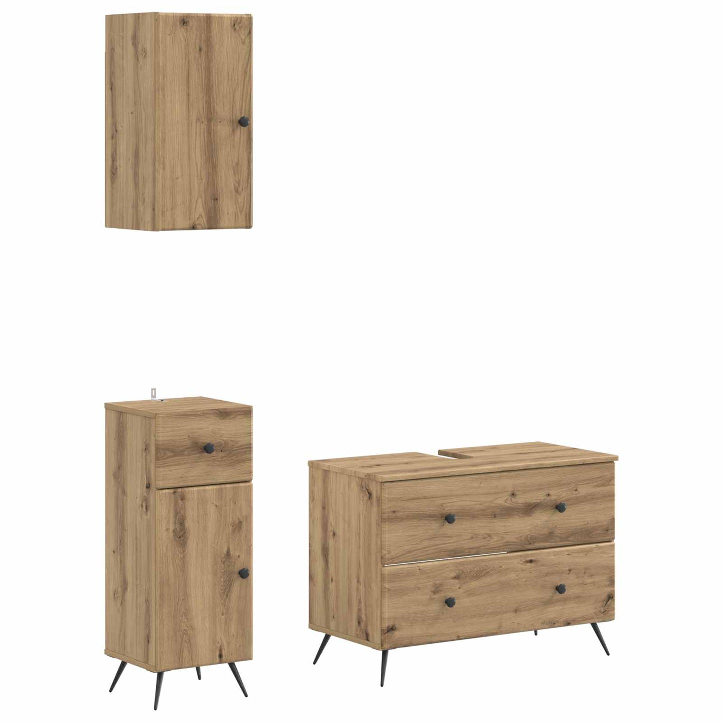 3 Piece Bathroom Cabinet Set BREDA Artisan Oak Engineered Wood