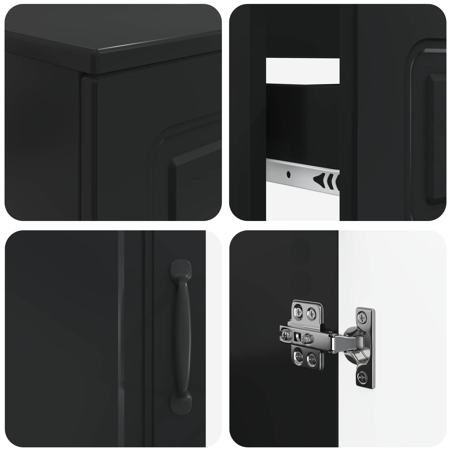 3 Piece Bathroom Cabinet Set UTRECHT Black Engineered Wood