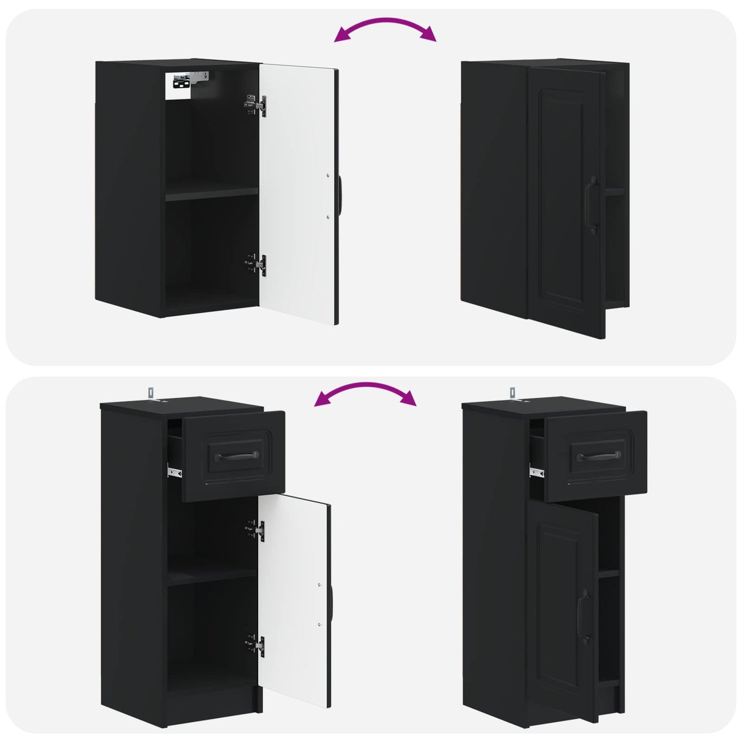 3 Piece Bathroom Cabinet Set UTRECHT Black Engineered Wood