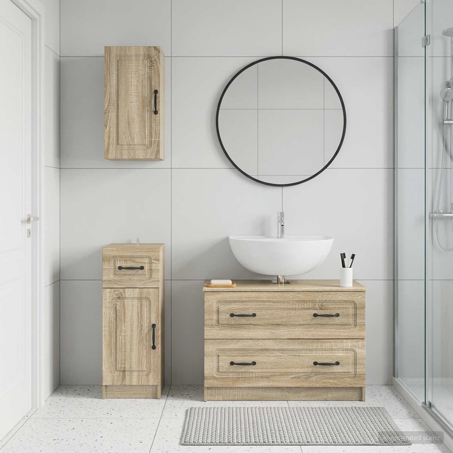 3 Piece Bathroom Cabinet Set UTRECHT Sonoma Oak Engineered Wood