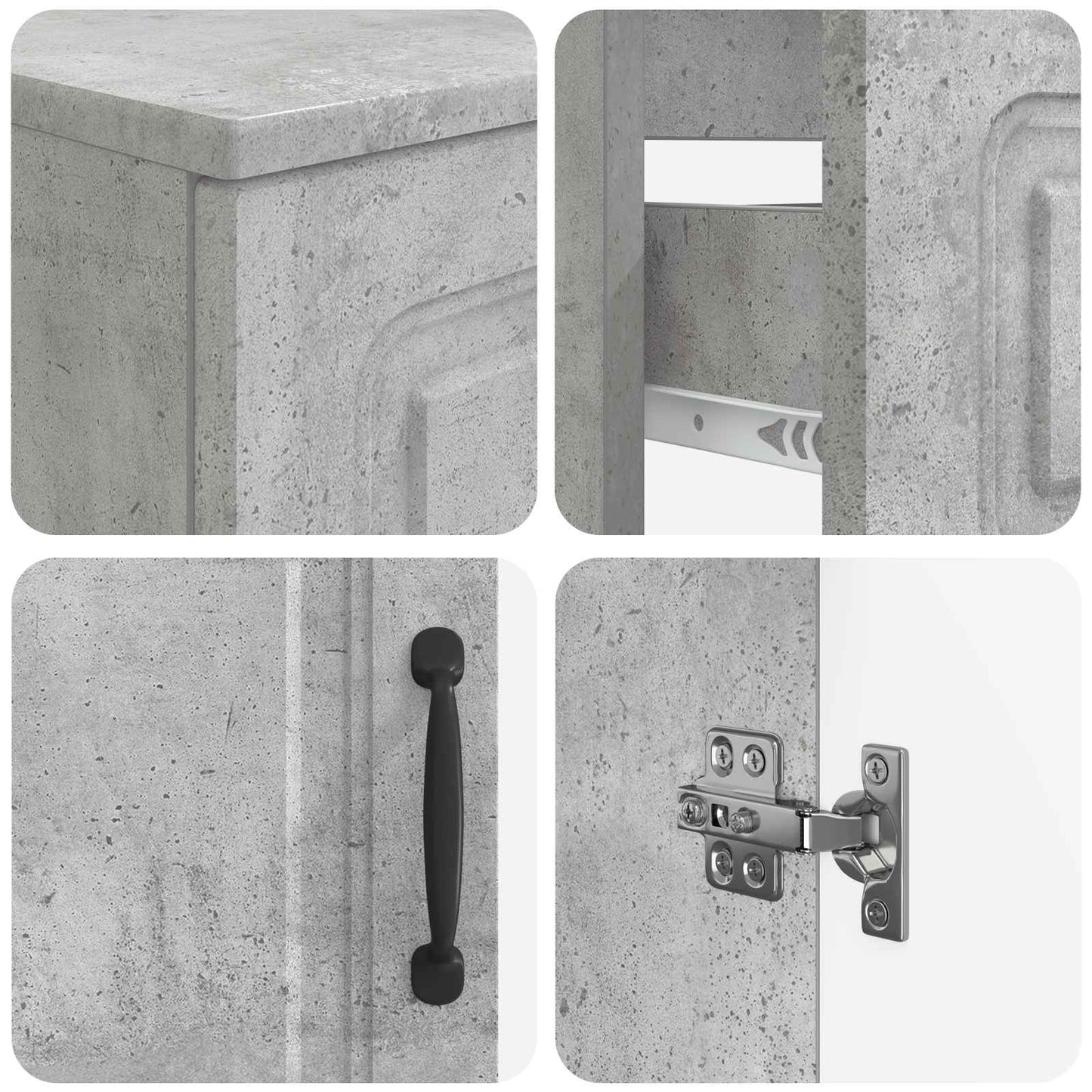 3 Piece Bathroom Cabinet Set UTRECHT Concrete Grey