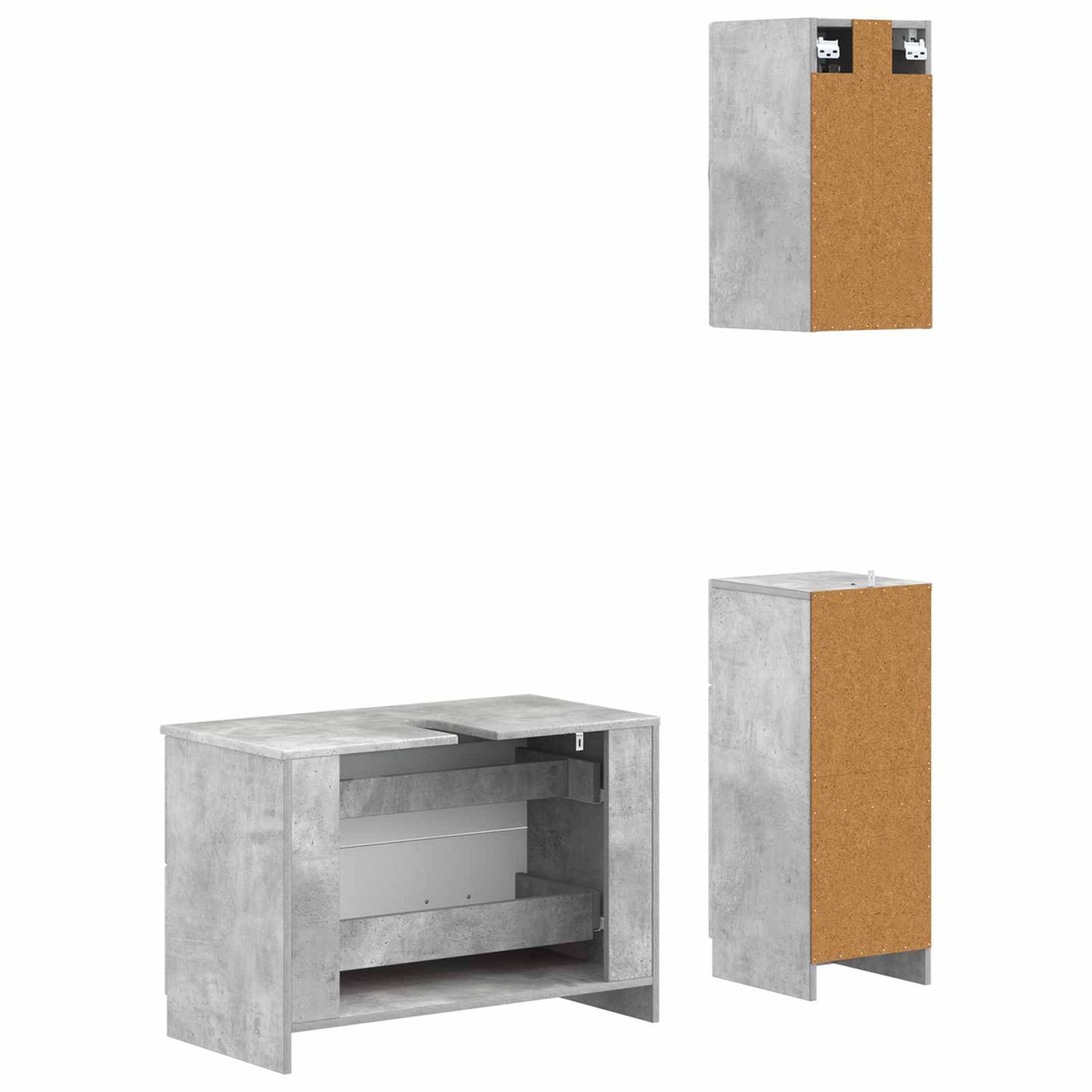 3 Piece Bathroom Cabinet Set UTRECHT Concrete Grey