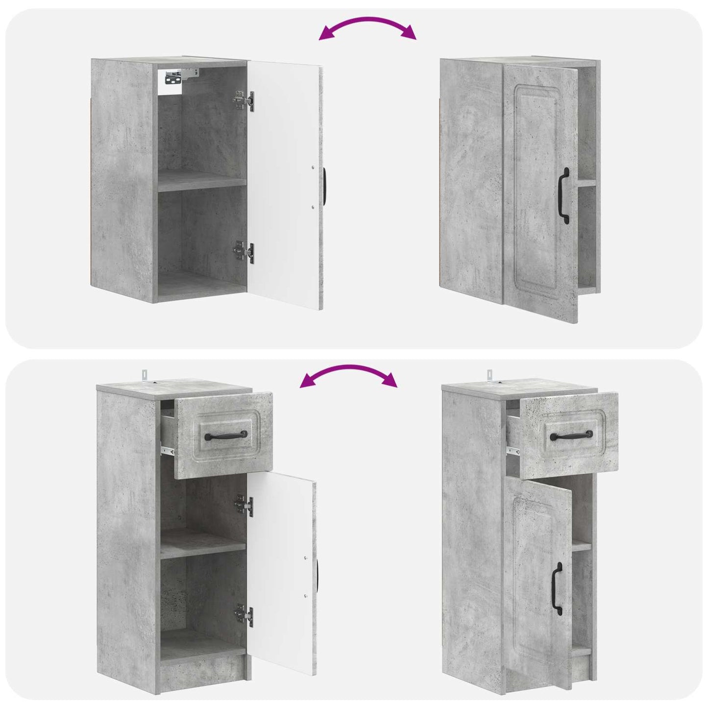 3 Piece Bathroom Cabinet Set UTRECHT Concrete Grey