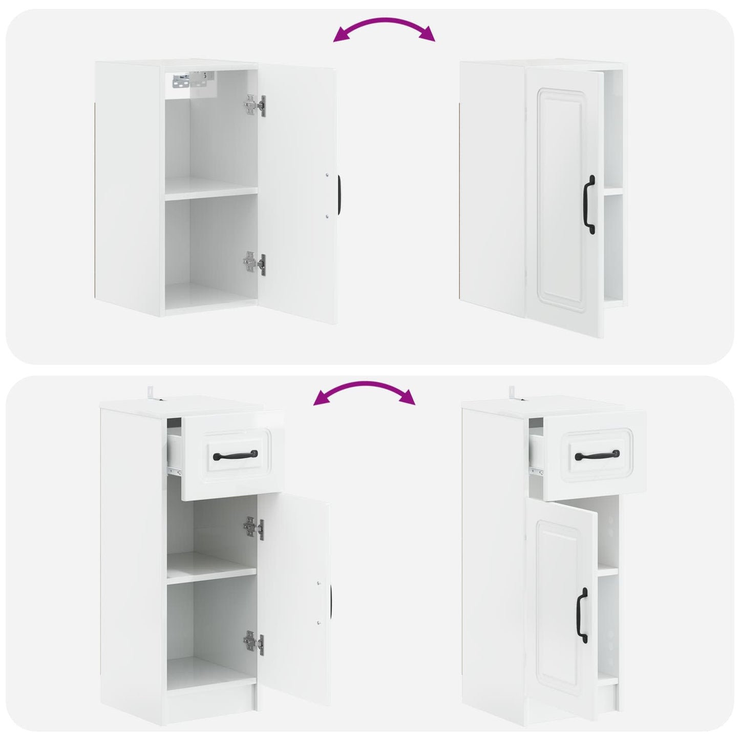 3 Piece Bathroom Cabinet Set UTRECHT High Gloss White