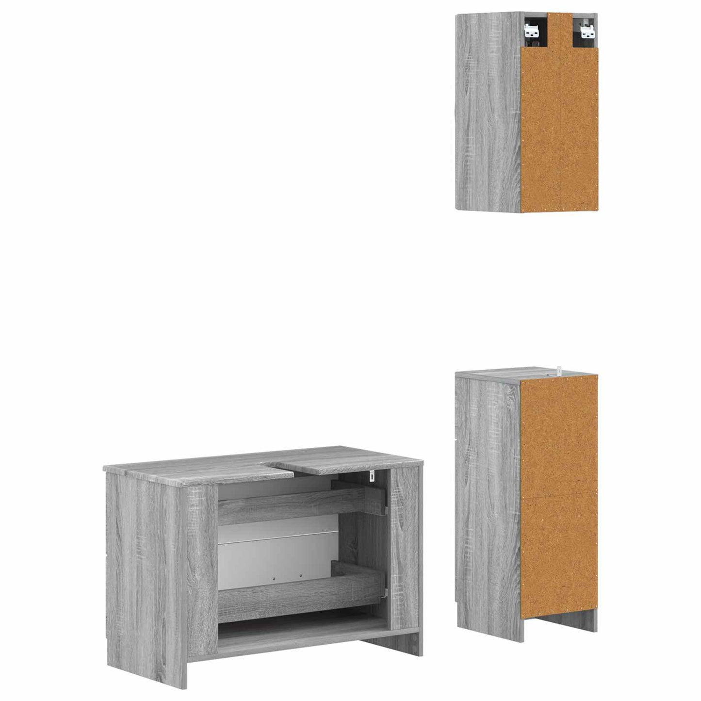3 Piece Bathroom Cabinet Set UTRECHT Grey Sonoma