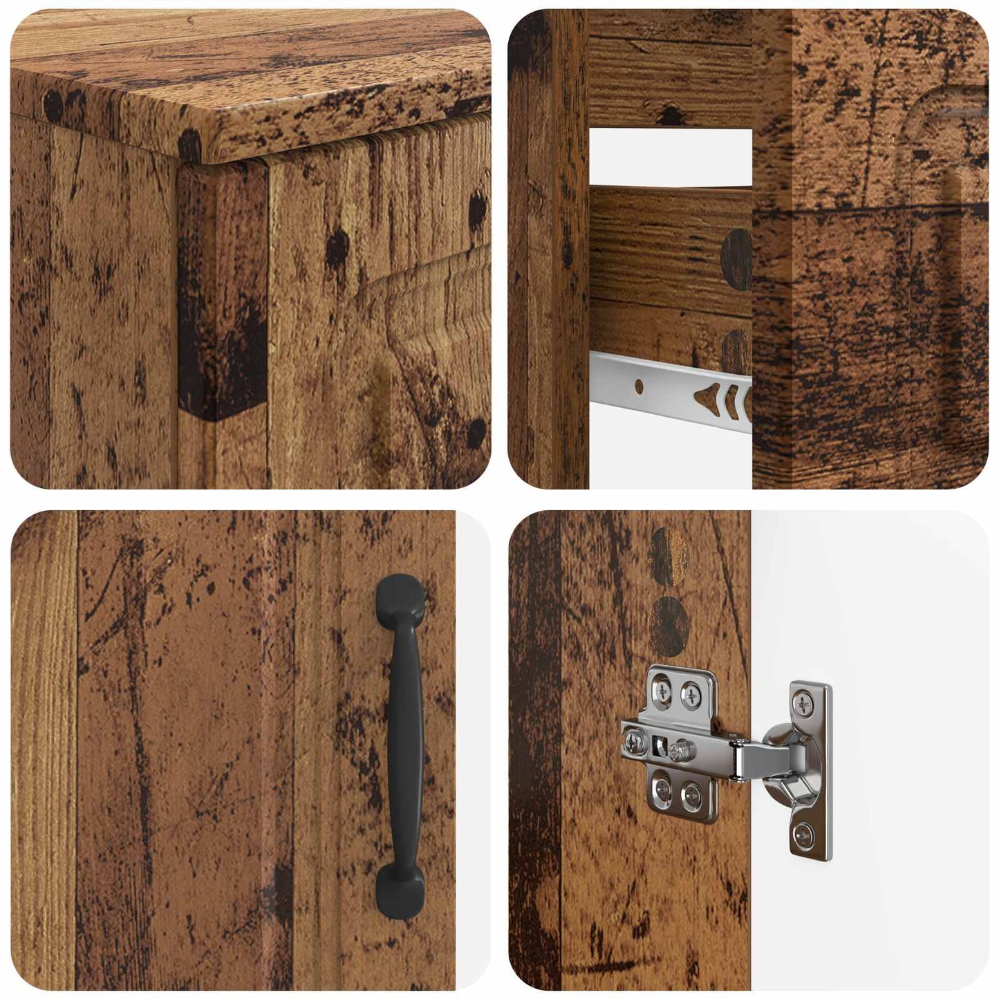 3 Piece Bathroom Cabinet Set UTRECHT Old Wood Engineered Wood