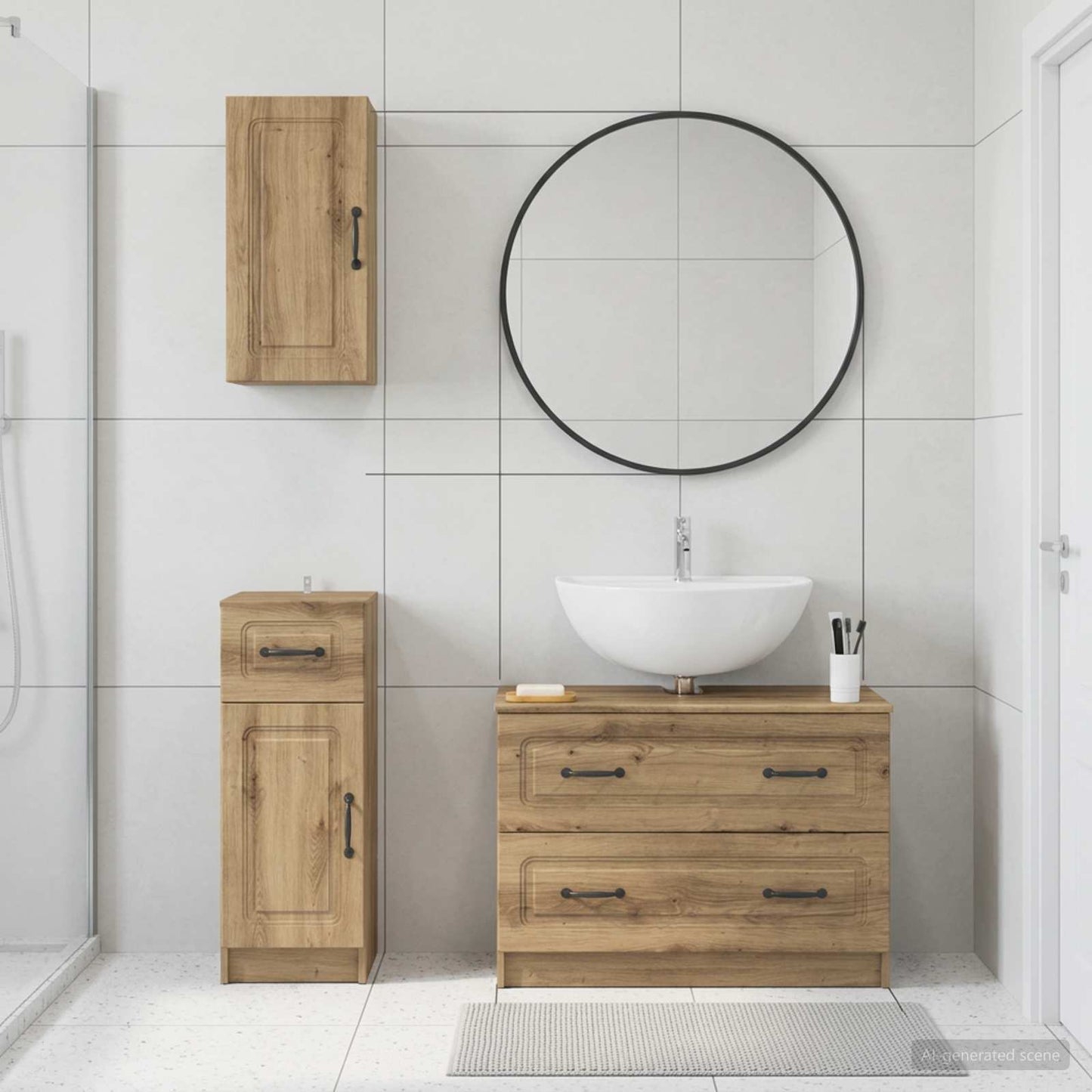 3 Piece Bathroom Cabinet Set UTRECHT Artisan Oak