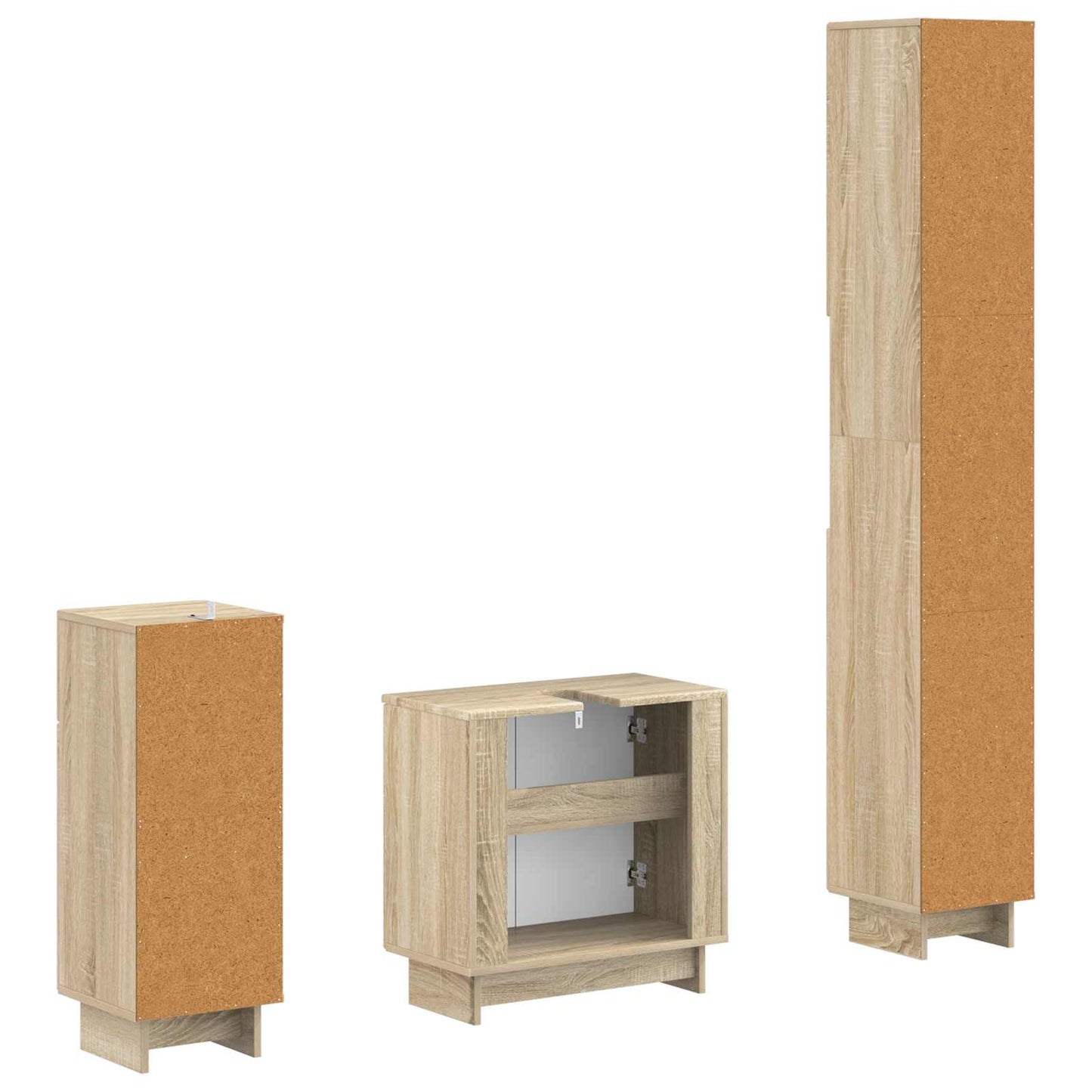 3 Piece Bathroom Cabinet Set EDE Engineered Wood