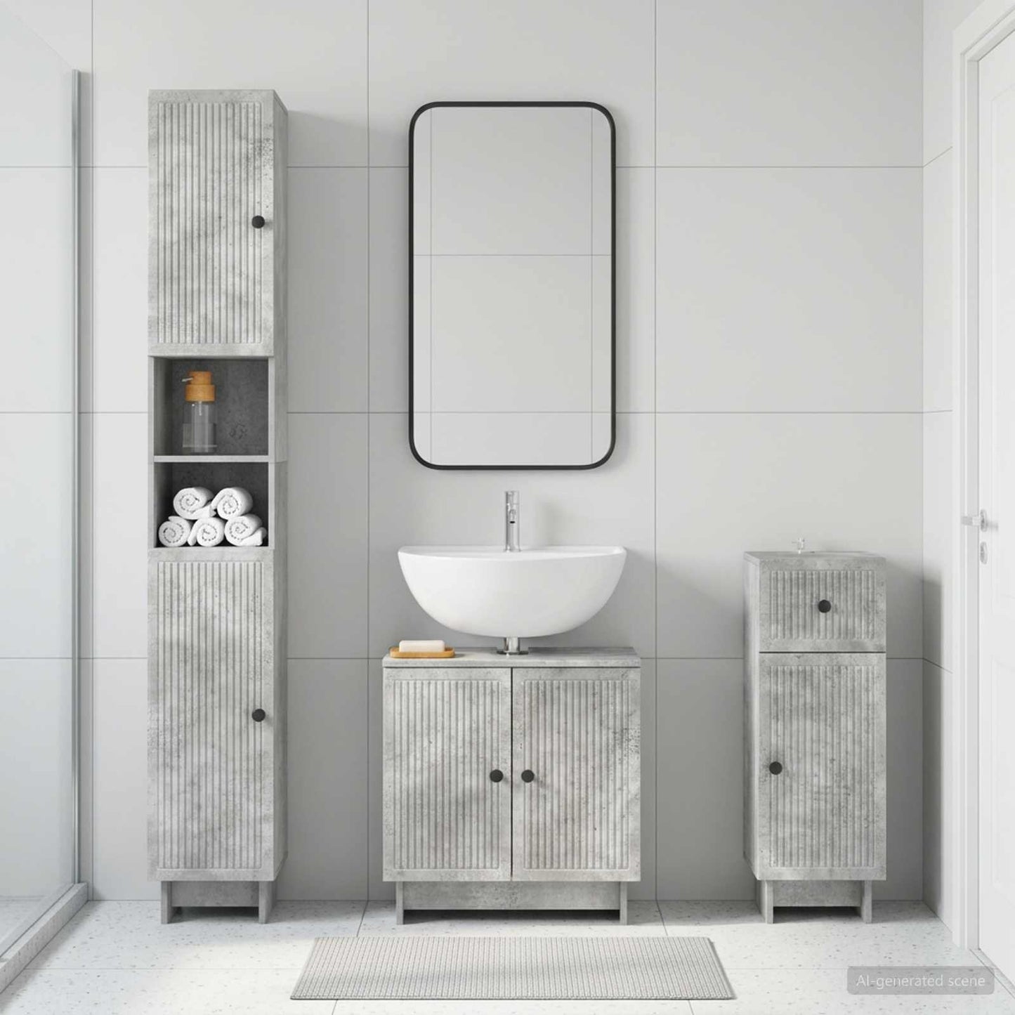 3 Piece Bathroom Cabinet Set EDE Engineered Wood