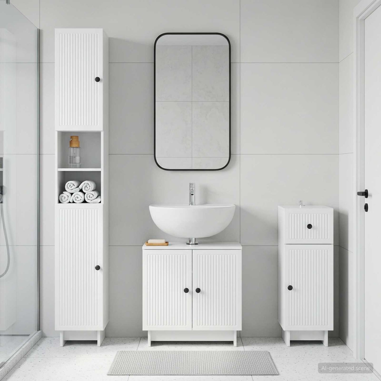 3 Piece Bathroom Cabinet Set EDE Engineered Wood