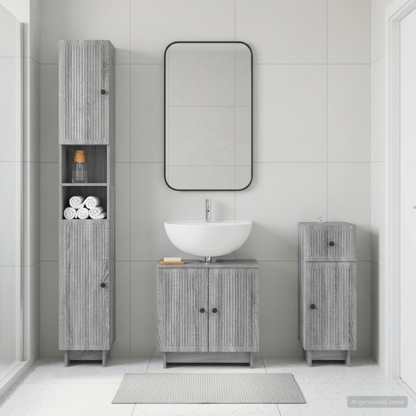 3 Piece Bathroom Cabinet Set EDE Engineered Wood