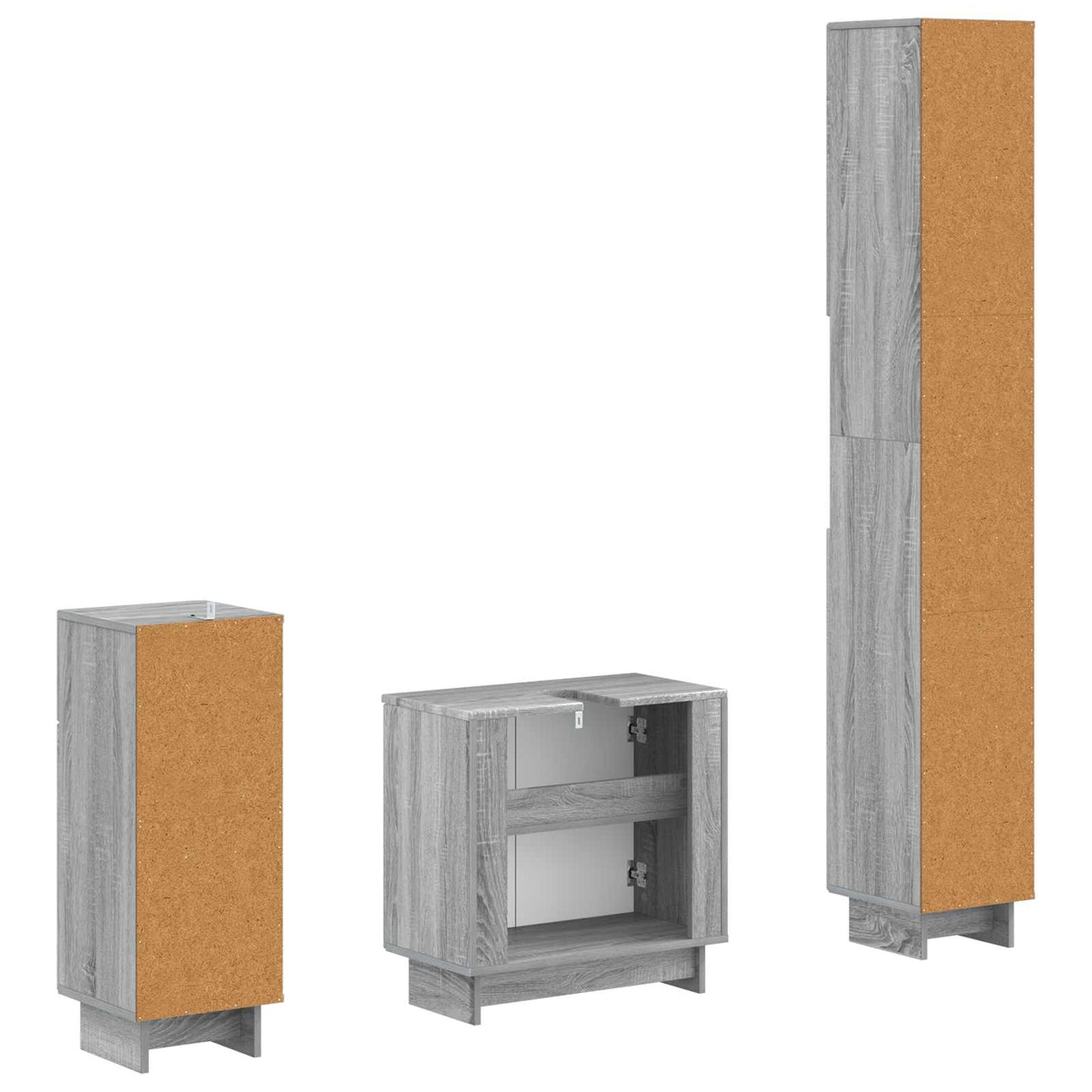 3 Piece Bathroom Cabinet Set EDE Engineered Wood