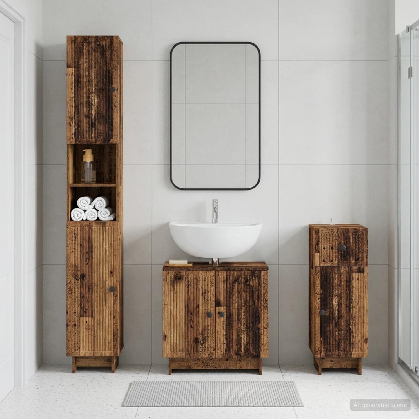 3 Piece Bathroom Cabinet Set EDE Engineered Wood