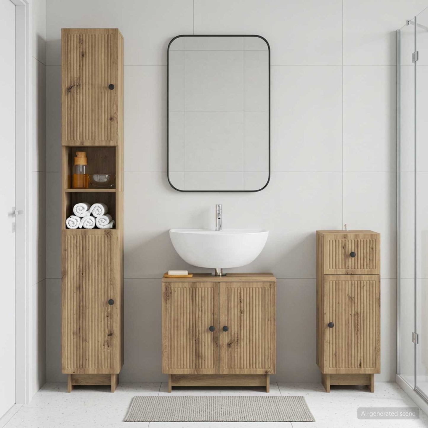 3 Piece Bathroom Cabinet Set EDE Engineered Wood