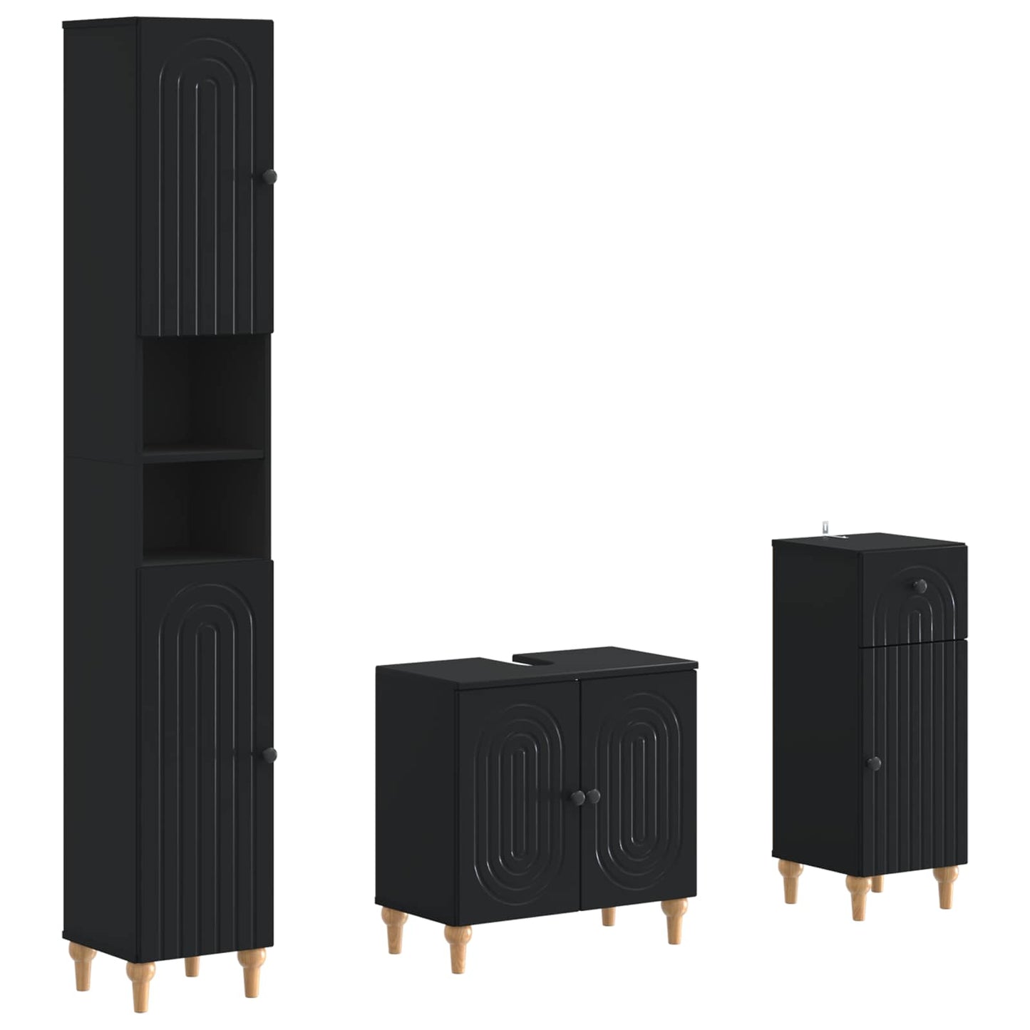3 Piece Bathroom Cabinet Set ALKMAAR Engineered Wood