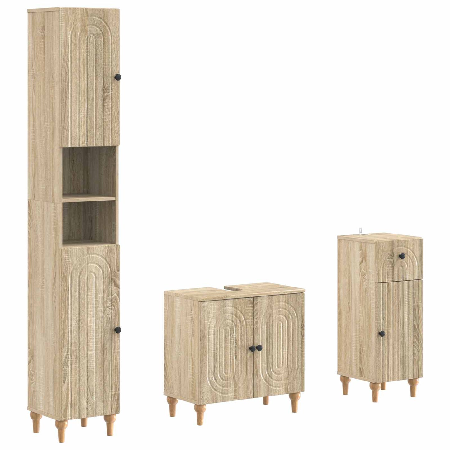 3 Piece Bathroom Cabinet Set ALKMAAR Engineered Wood