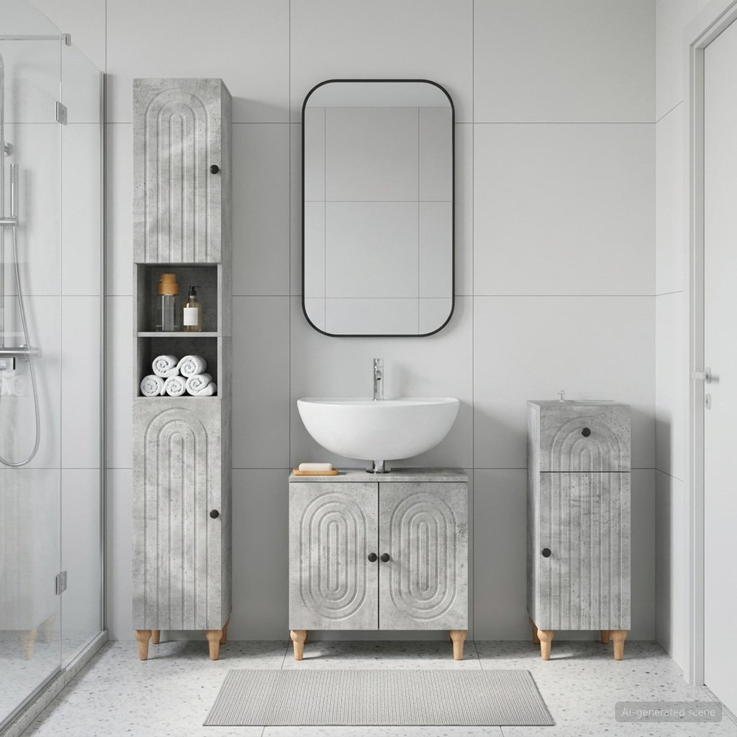 3 Piece Bathroom Cabinet Set ALKMAAR Engineered Wood