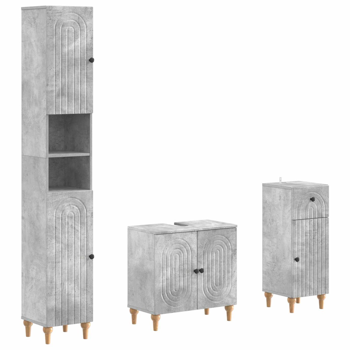 3 Piece Bathroom Cabinet Set ALKMAAR Engineered Wood