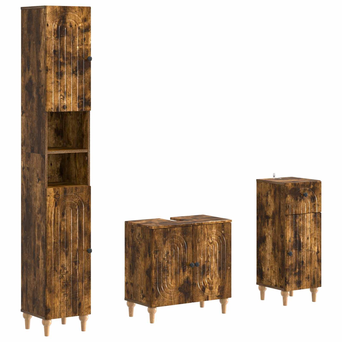 3 Piece Bathroom Cabinet Set ALKMAAR Engineered Wood