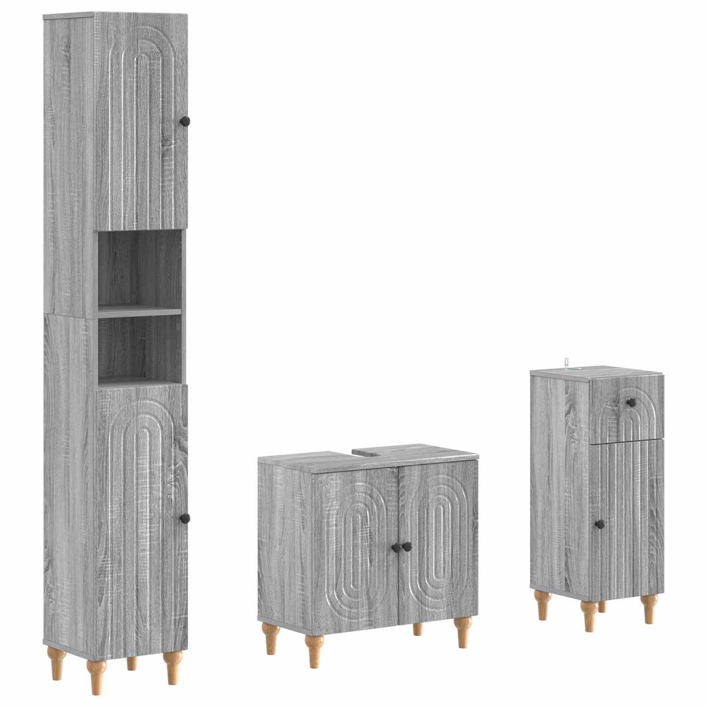 3 Piece Bathroom Cabinet Set ALKMAAR Engineered Wood