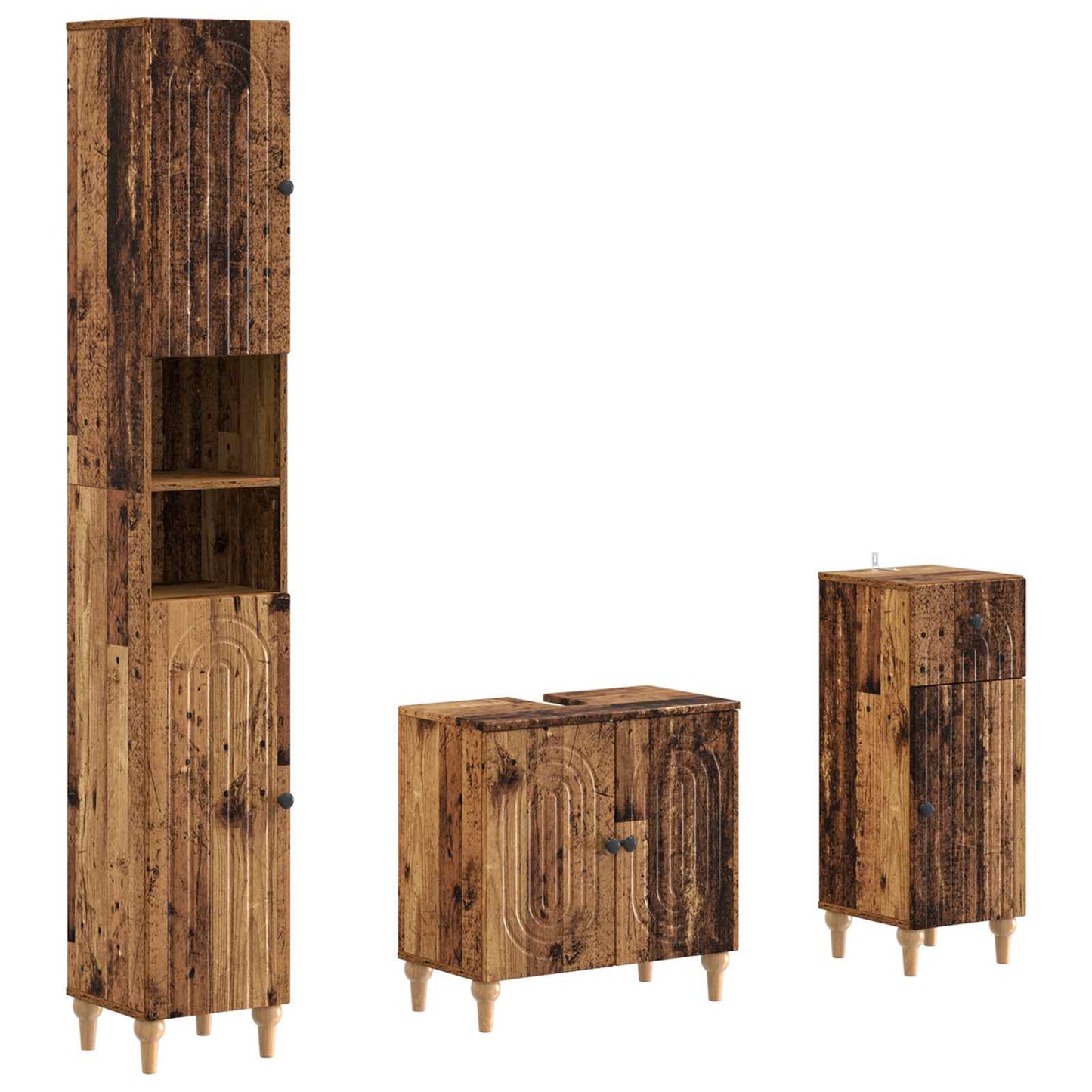 3 Piece Bathroom Cabinet Set ALKMAAR Engineered Wood