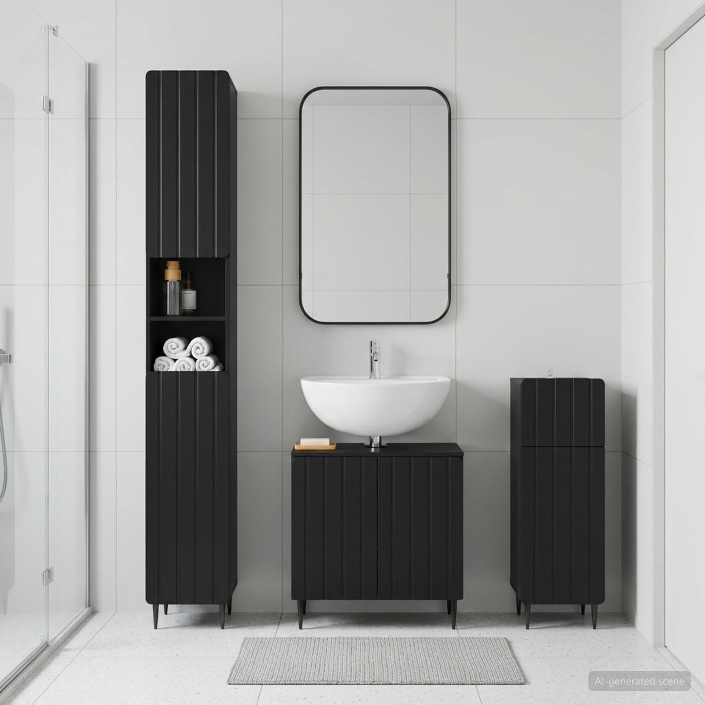 3 Piece Bathroom Cabinet Set ZWOLLE Engineered Wood