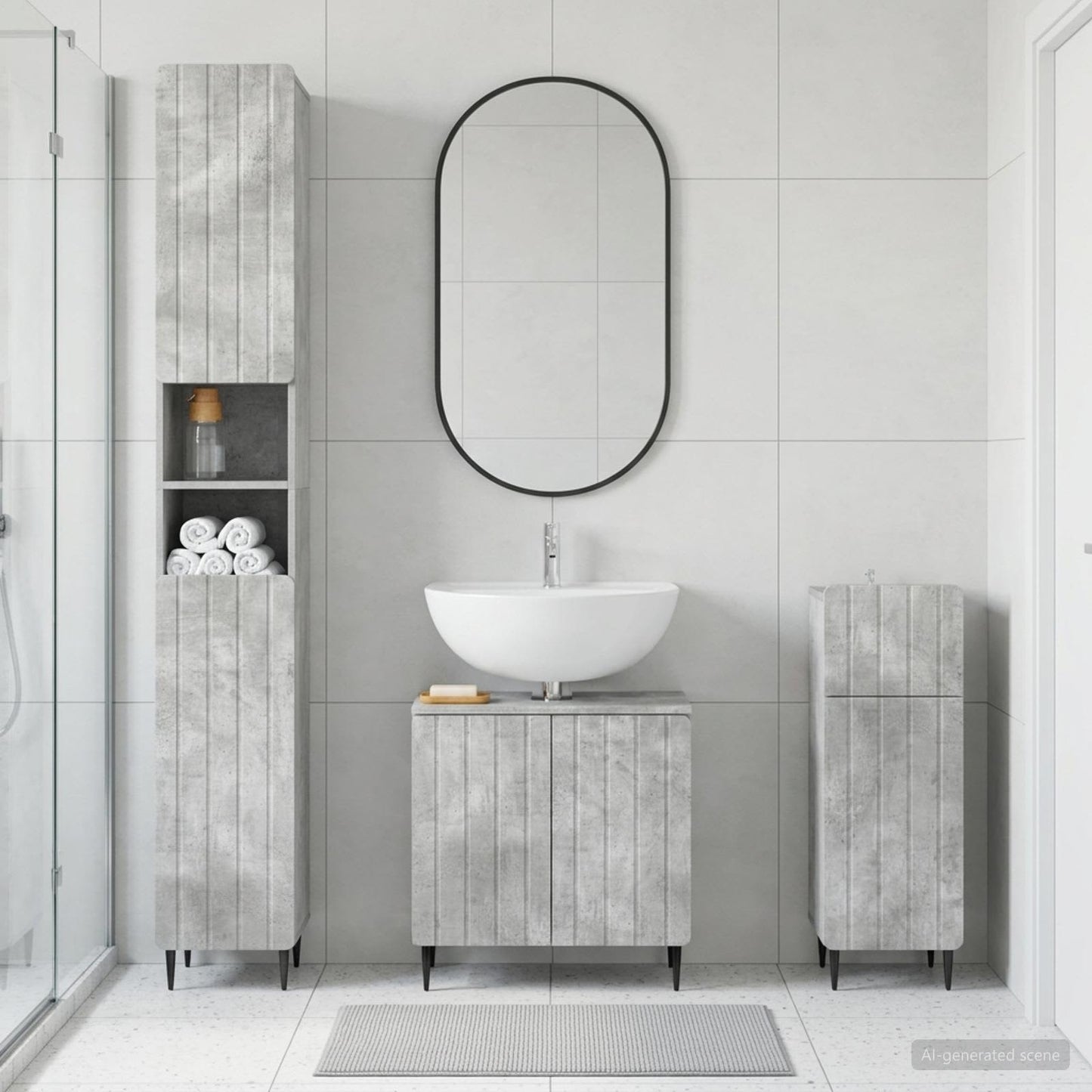 3 Piece Bathroom Cabinet Set ZWOLLE Engineered Wood