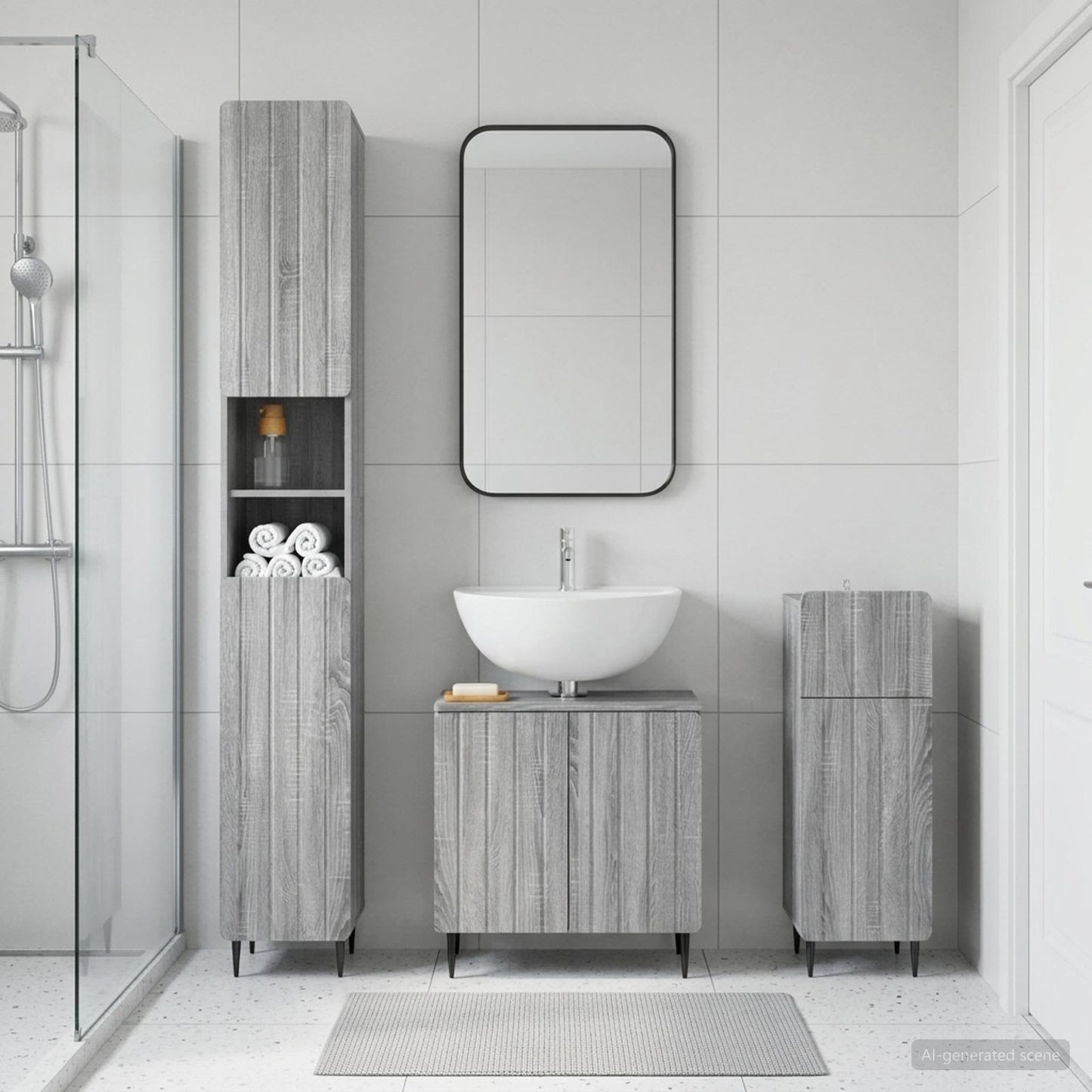 3 Piece Bathroom Cabinet Set ZWOLLE Engineered Wood