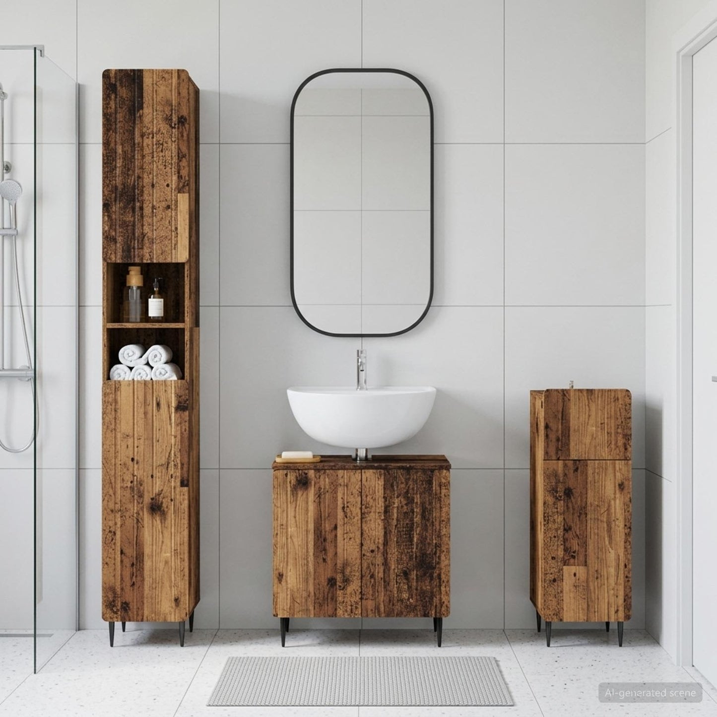 3 Piece Bathroom Cabinet Set ZWOLLE Engineered Wood