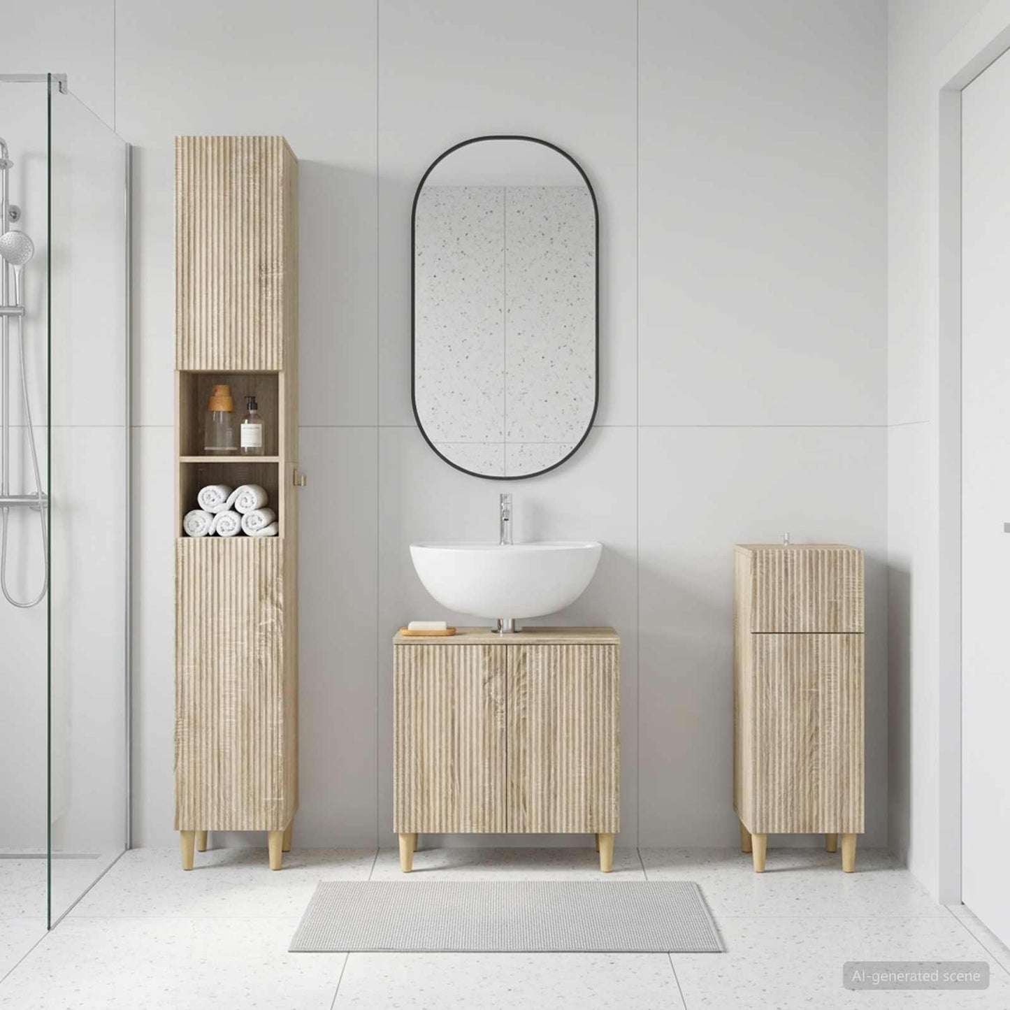 3 Piece Bathroom Cabinet Set ARNHEM Engineered Wood
