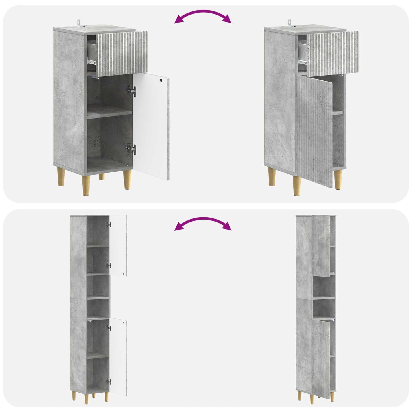 3 Piece Bathroom Cabinet Set ARNHEM Engineered Wood