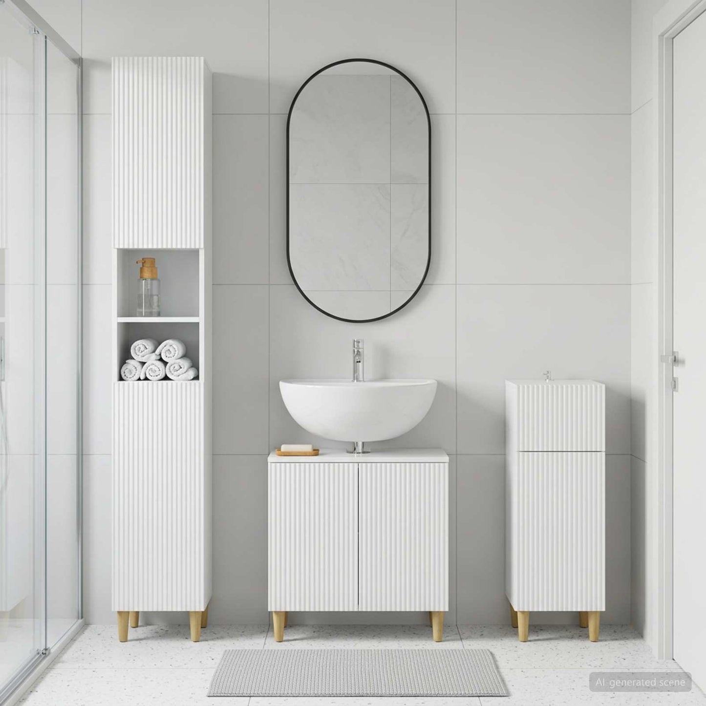 3 Piece Bathroom Cabinet Set ARNHEM Engineered Wood