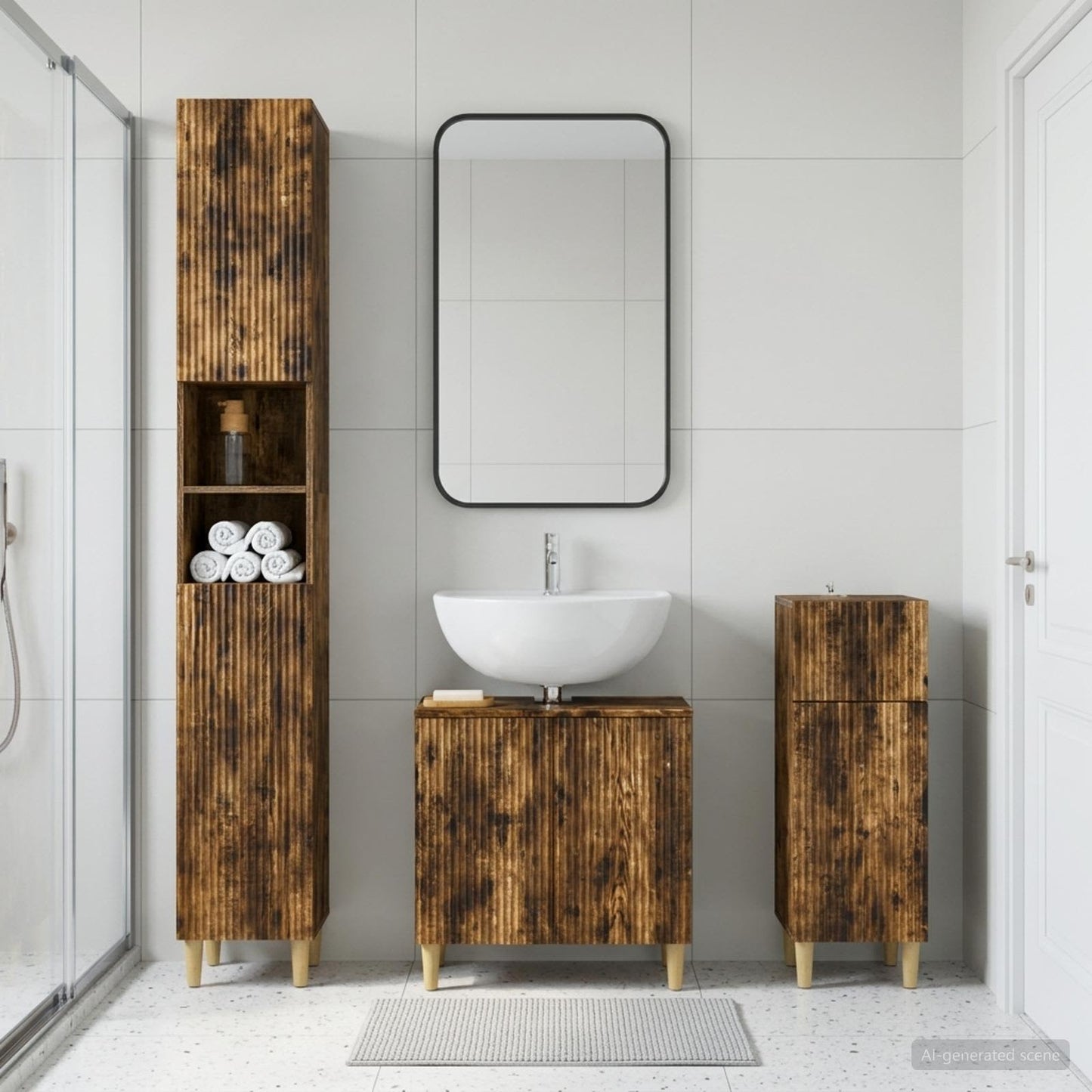 3 Piece Bathroom Cabinet Set ARNHEM Engineered Wood
