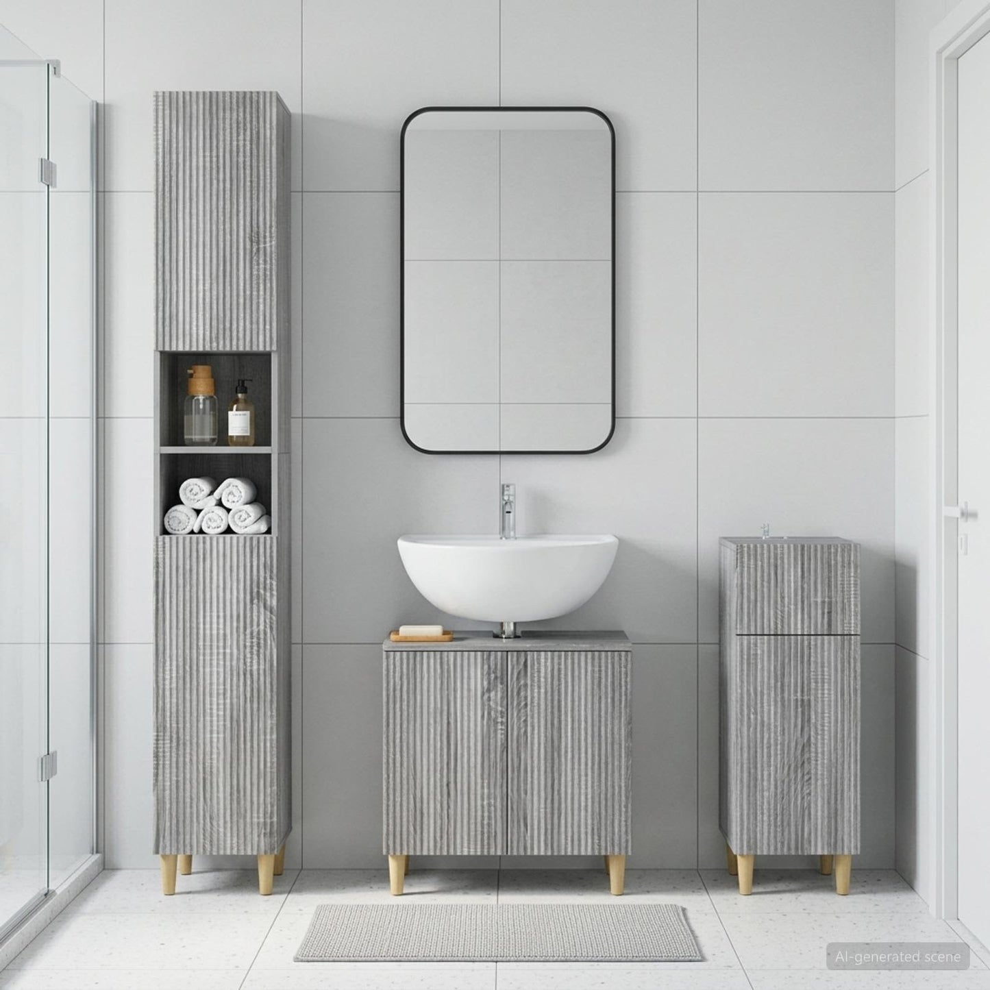 3 Piece Bathroom Cabinet Set ARNHEM Engineered Wood