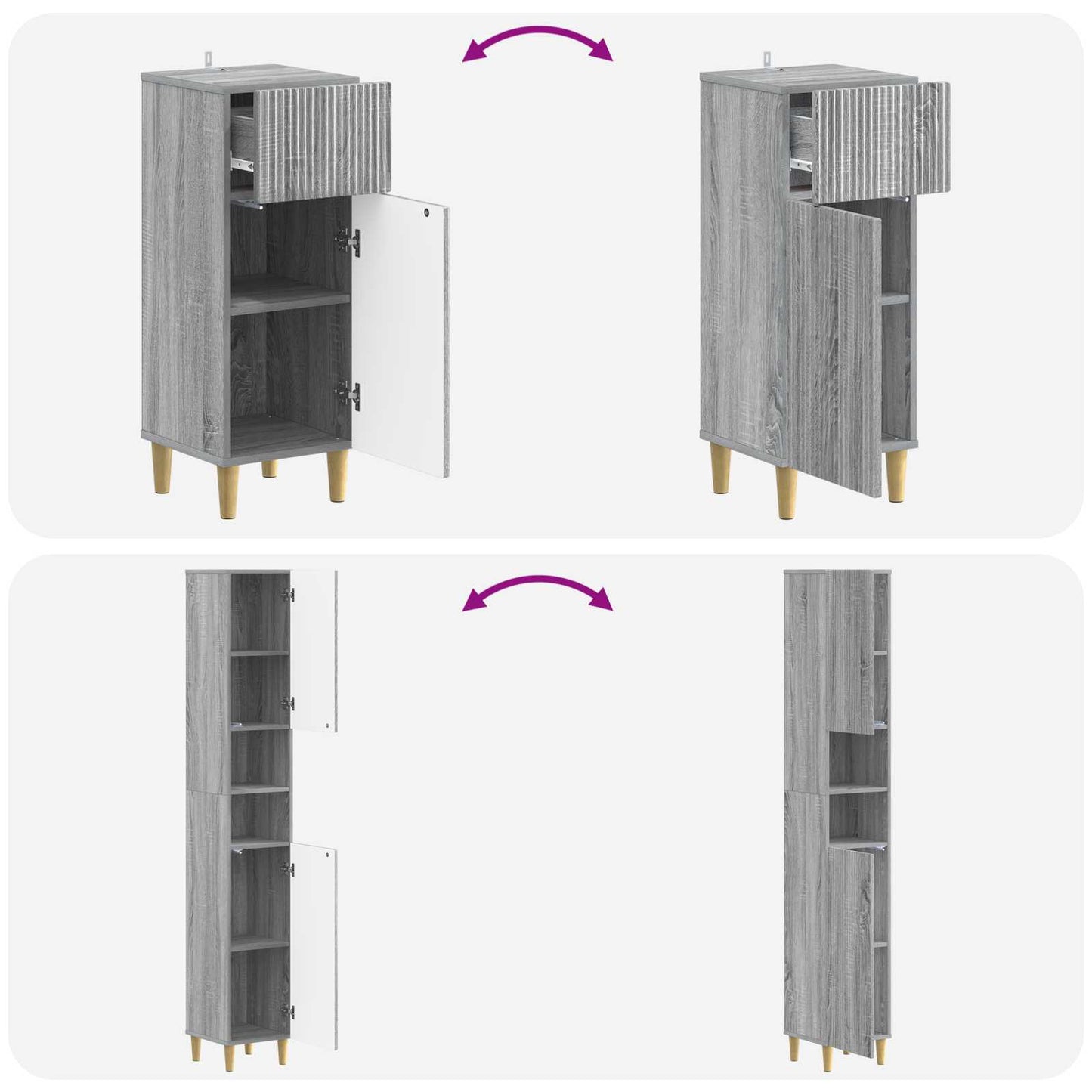 3 Piece Bathroom Cabinet Set ARNHEM Engineered Wood