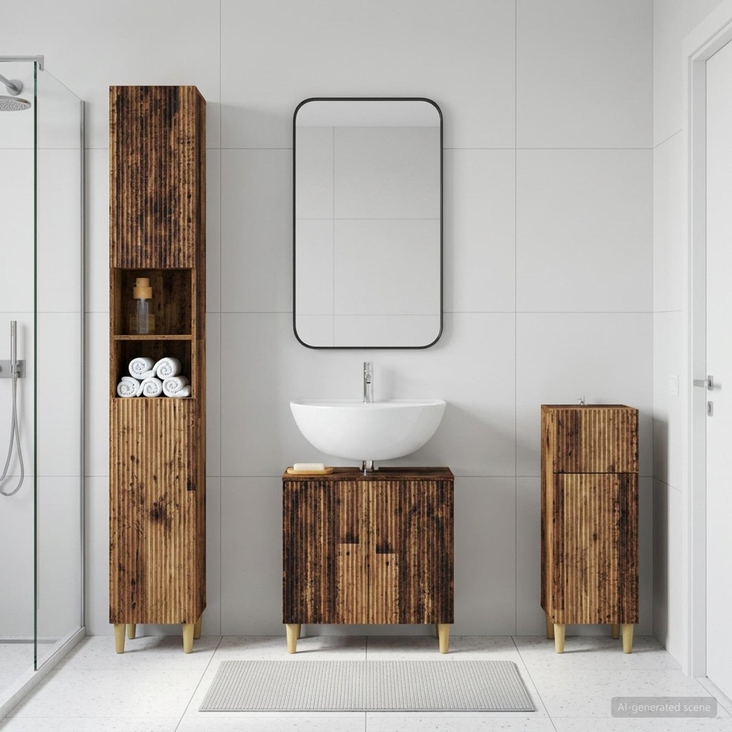 3 Piece Bathroom Cabinet Set ARNHEM Engineered Wood