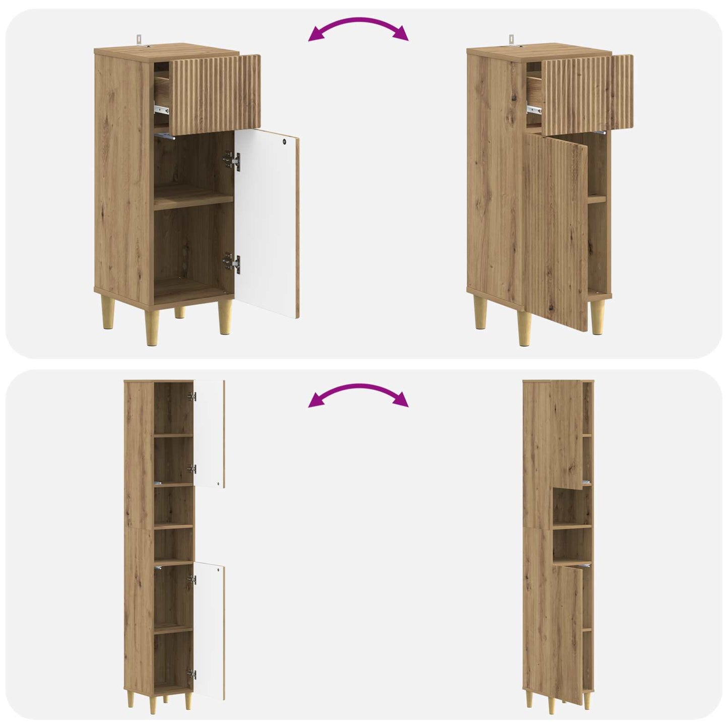 3 Piece Bathroom Cabinet Set ARNHEM Engineered Wood