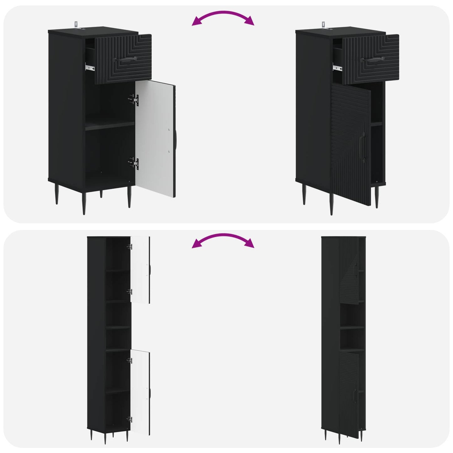 3 Piece Bathroom Cabinet Set HAARLEM Engineered Wood