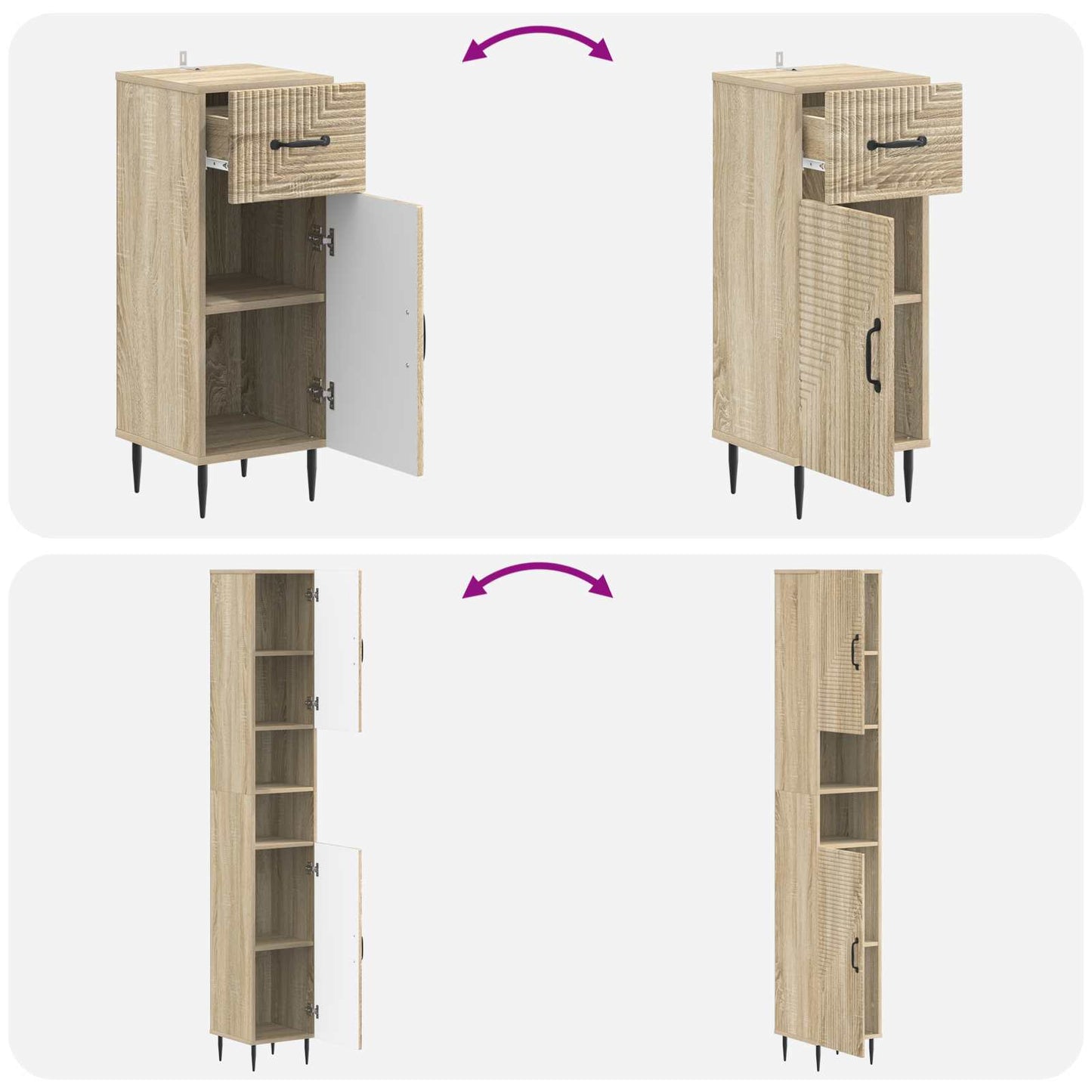 3 Piece Bathroom Cabinet Set HAARLEM Engineered Wood