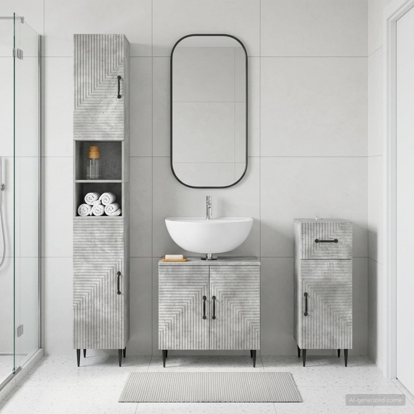 3 Piece Bathroom Cabinet Set HAARLEM Engineered Wood