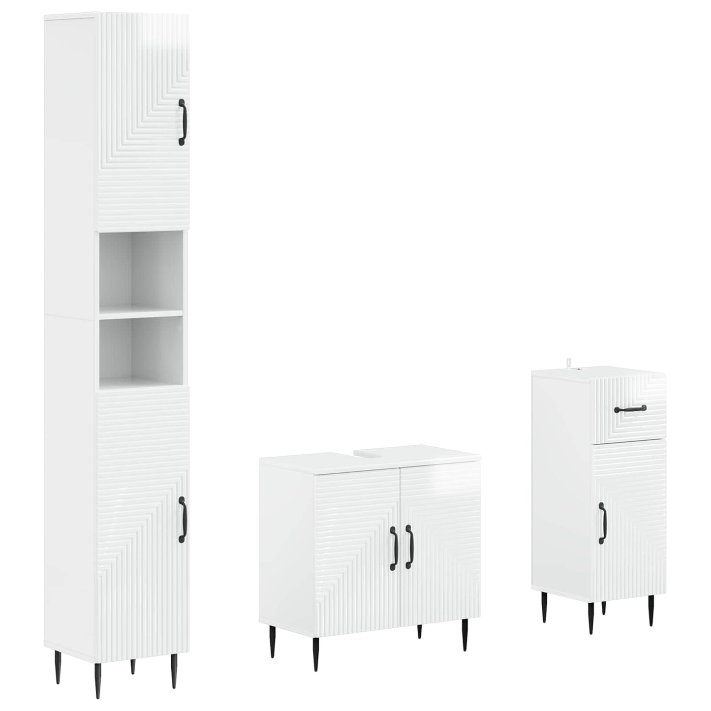 3 Piece Bathroom Cabinet Set HAARLEM Engineered Wood