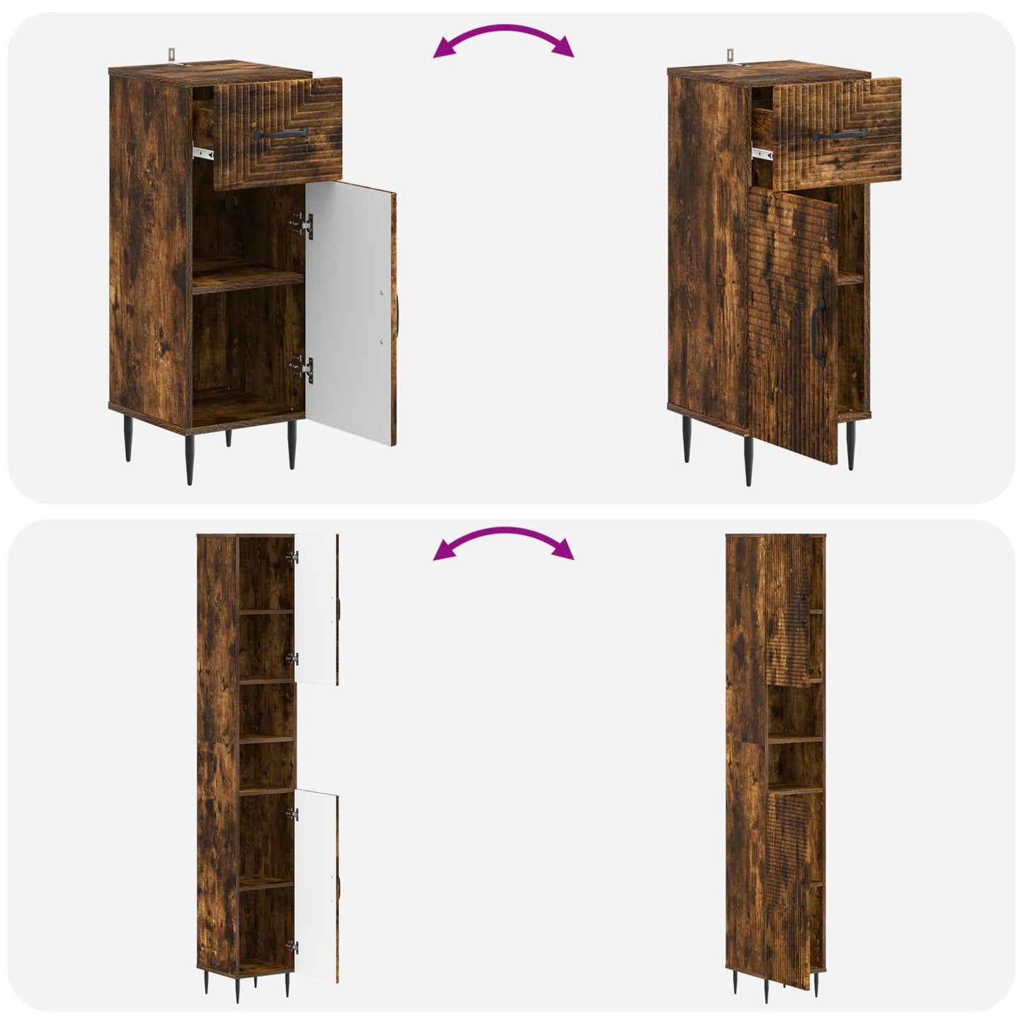 3 Piece Bathroom Cabinet Set HAARLEM Engineered Wood