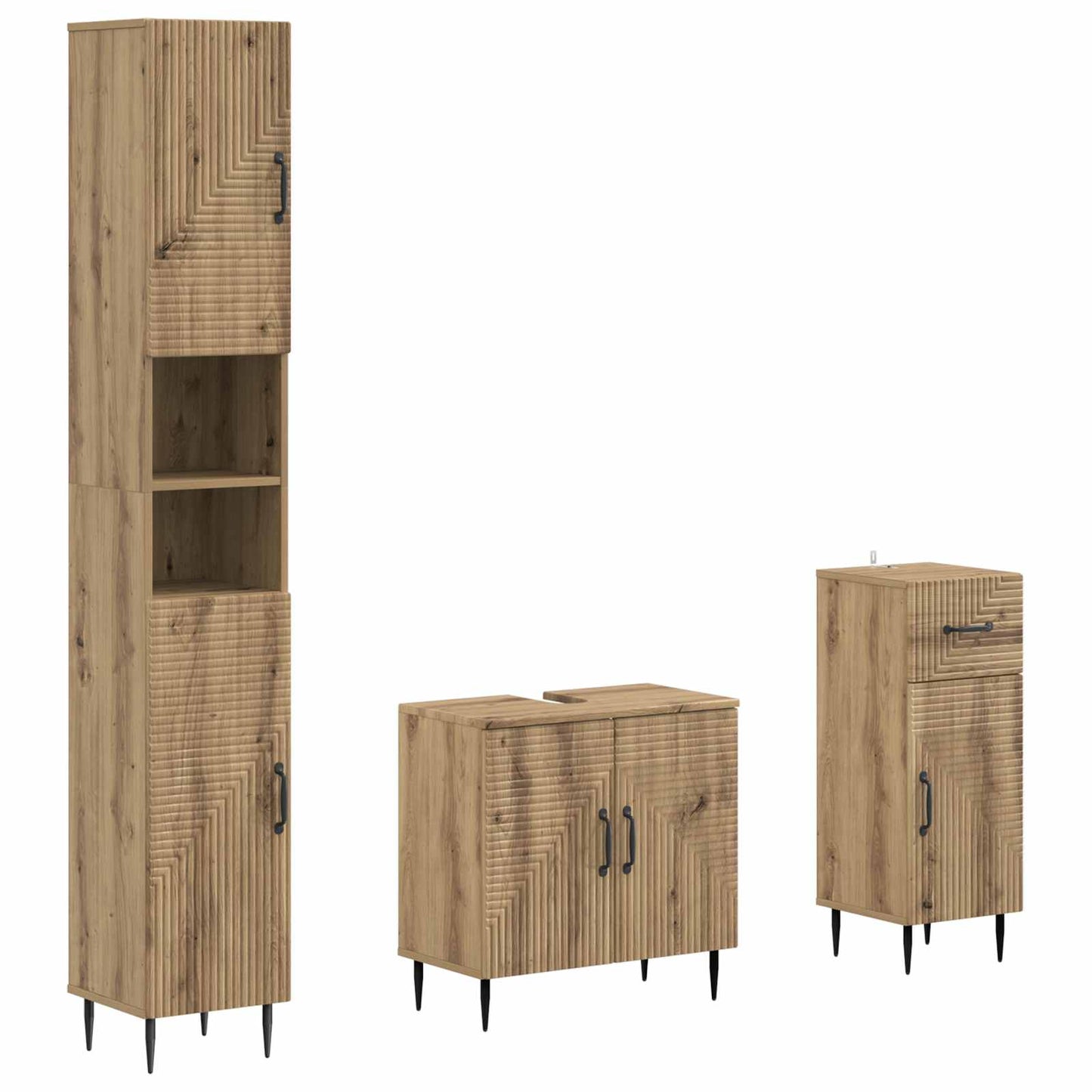 3 Piece Bathroom Cabinet Set HAARLEM Engineered Wood