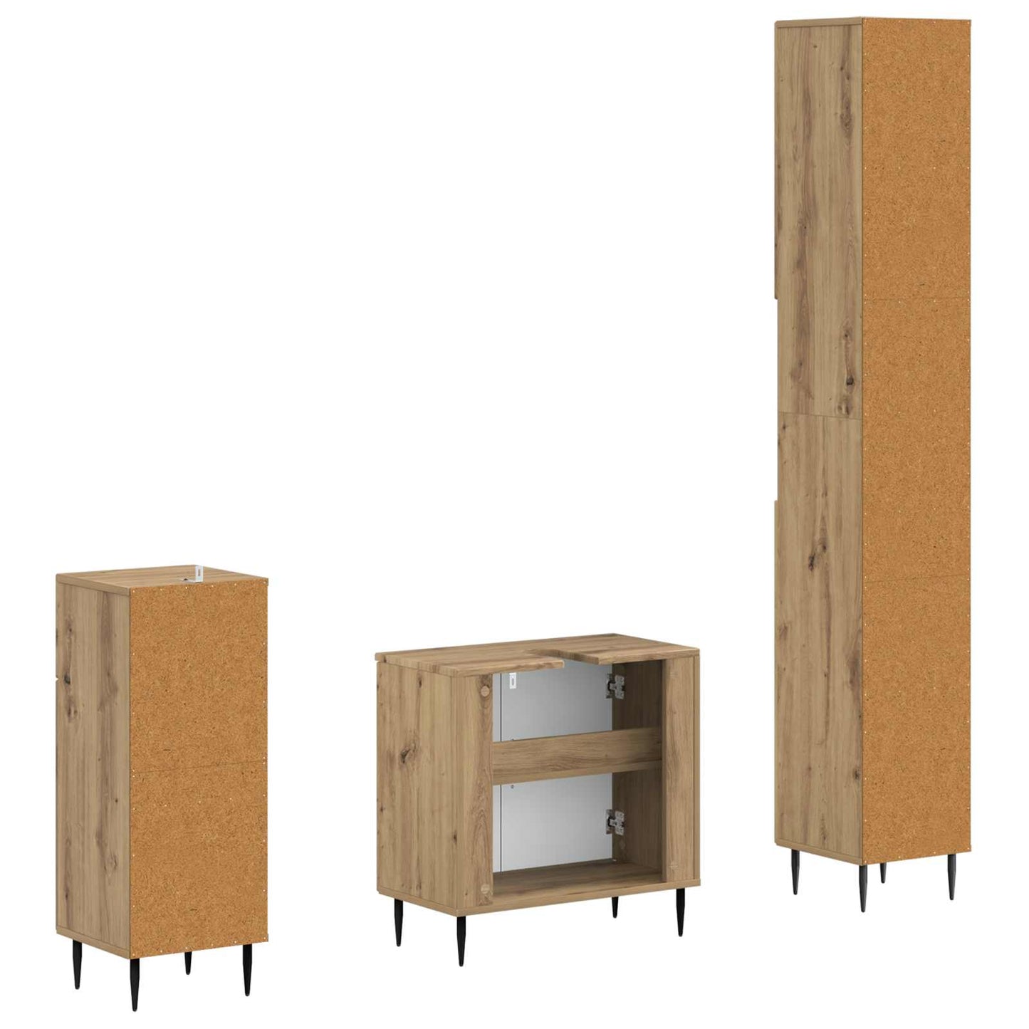 3 Piece Bathroom Cabinet Set HAARLEM Engineered Wood