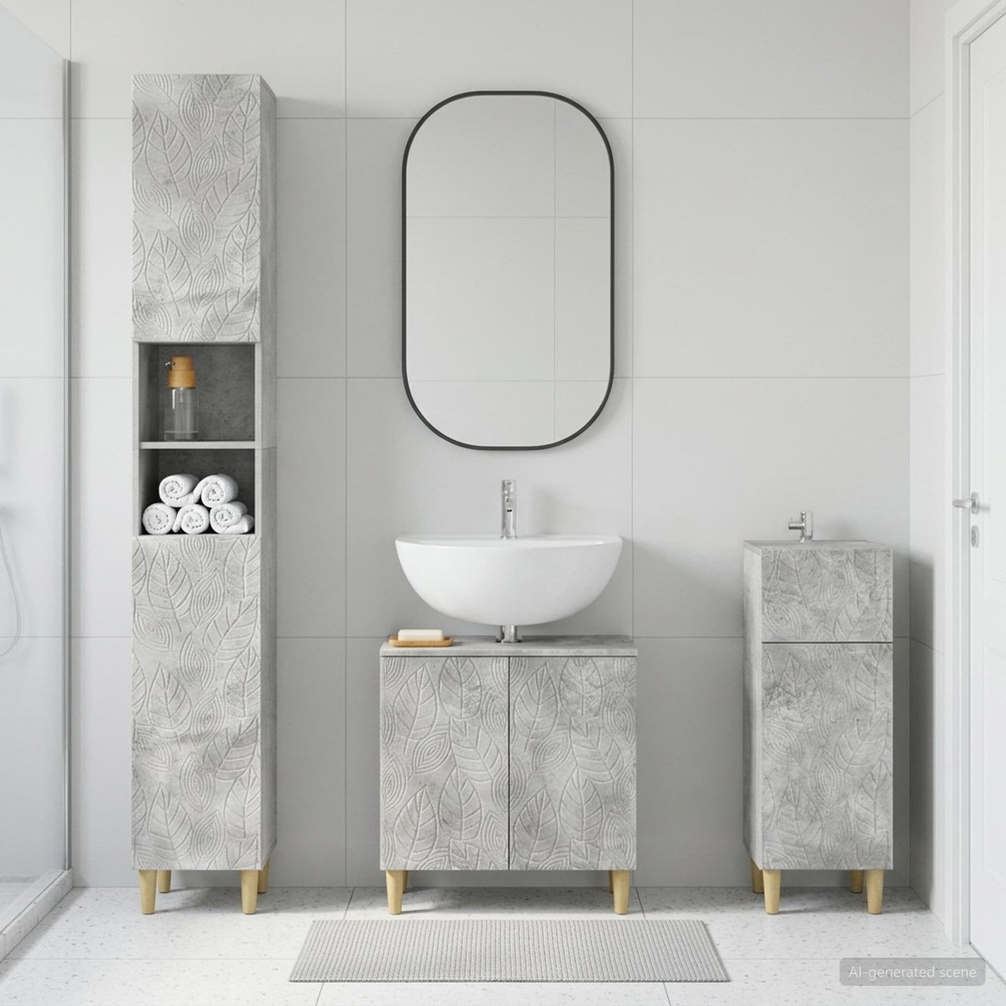3 Piece Bathroom Cabinet Set DELFT Engineered Wood